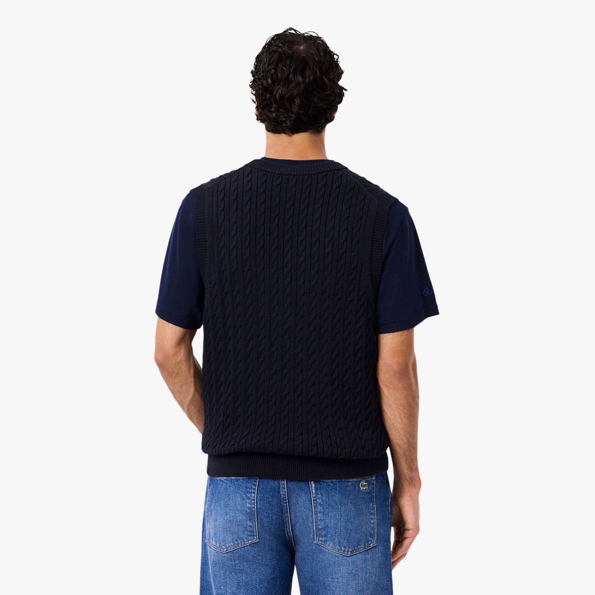 Thumbnail - Lacoste Ärmelloser Pullover aus Baumwollstrick - Navy Blau / Grün Size XXL