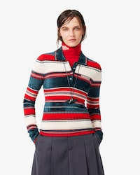 Runway Pullover mit Polokragen und strukturierten Streifen