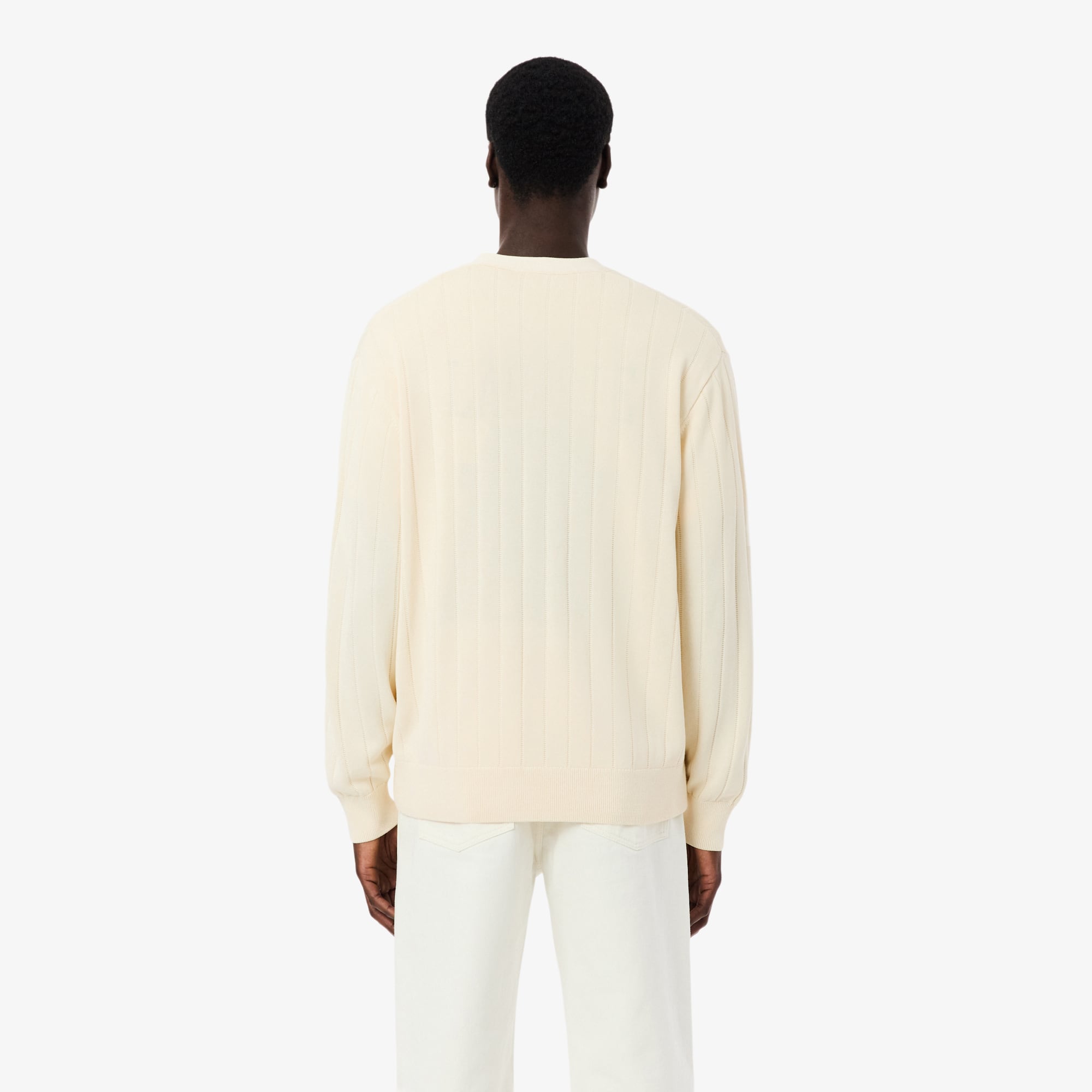 Thumbnail - Lacoste Rippstrick-Cardigan aus Baumwollmischung - Beige Size S