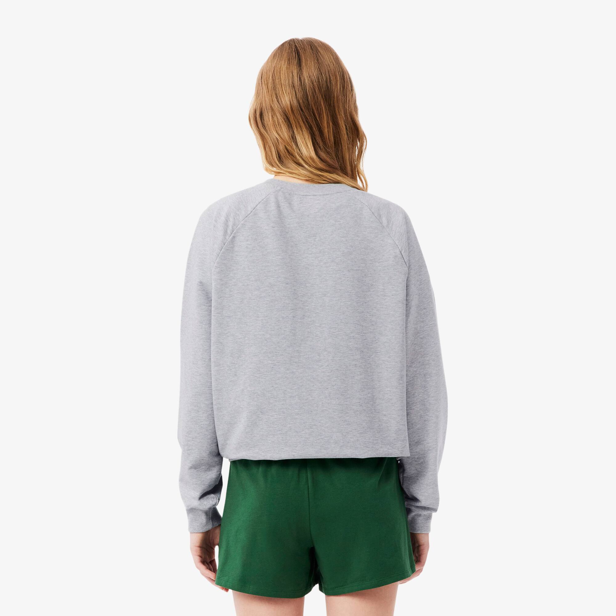 Thumbnail - Lacoste Loungewear-Sweatshirt aus Fleece mit Logo - Heidekraut Grau / Grün Size XXS