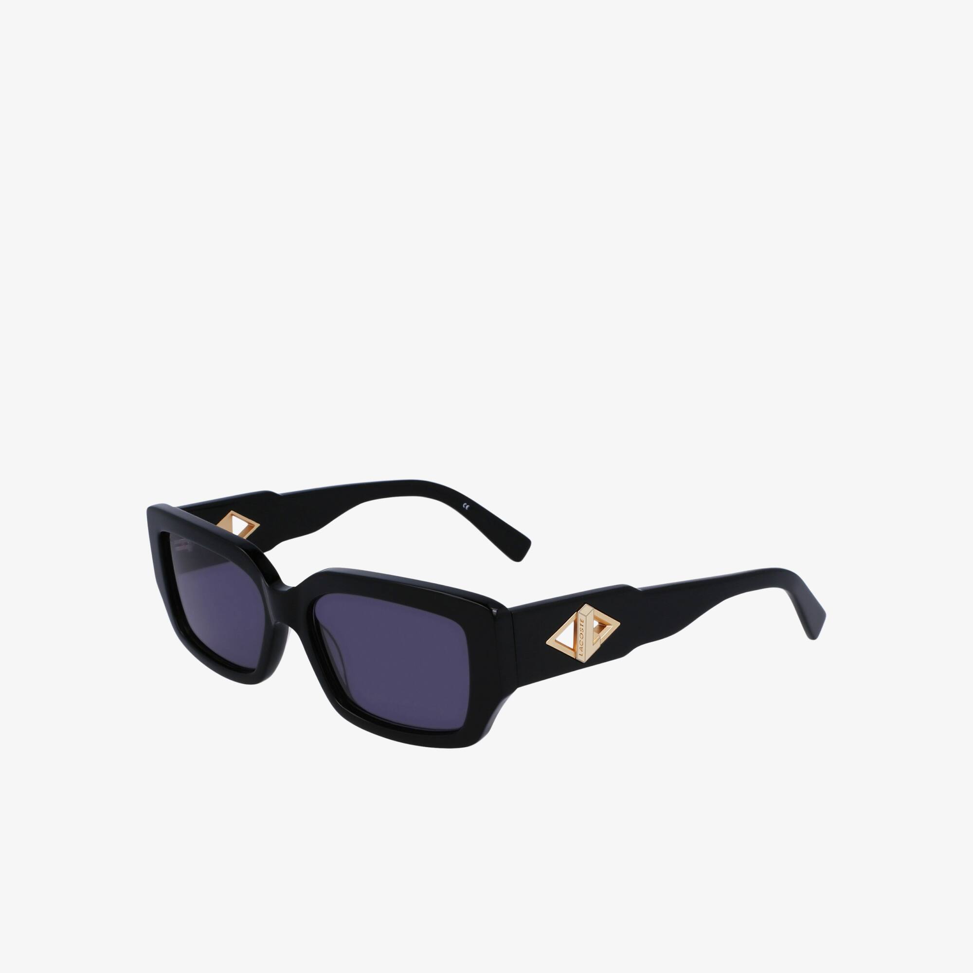 Thumbnail - Lacoste Sonnenbrille Monogram mit eckigem Acetatrahmen - BLACK / BLUE / BLACK Size One Size