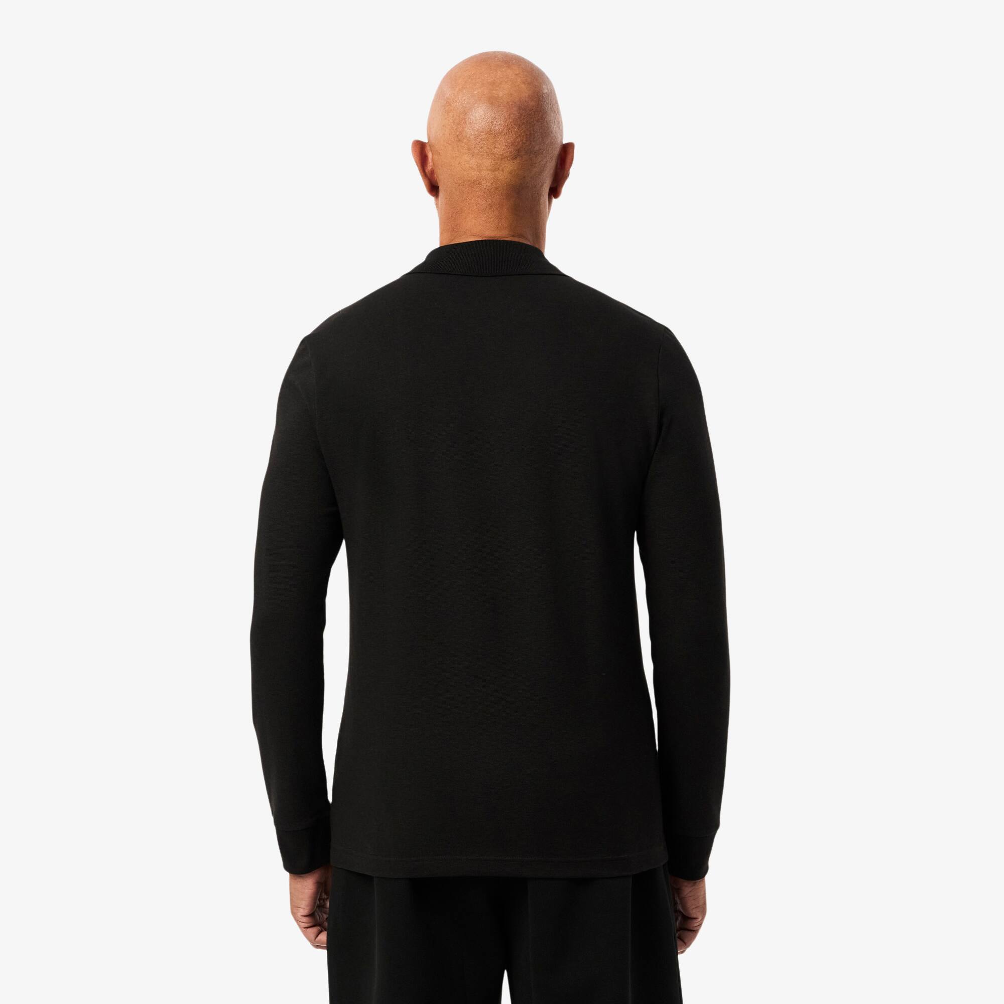 Thumbnail - Lacoste Regular Fit-Polohemd aus Baumwolle mit langen Ärmeln - Schwarz Size S