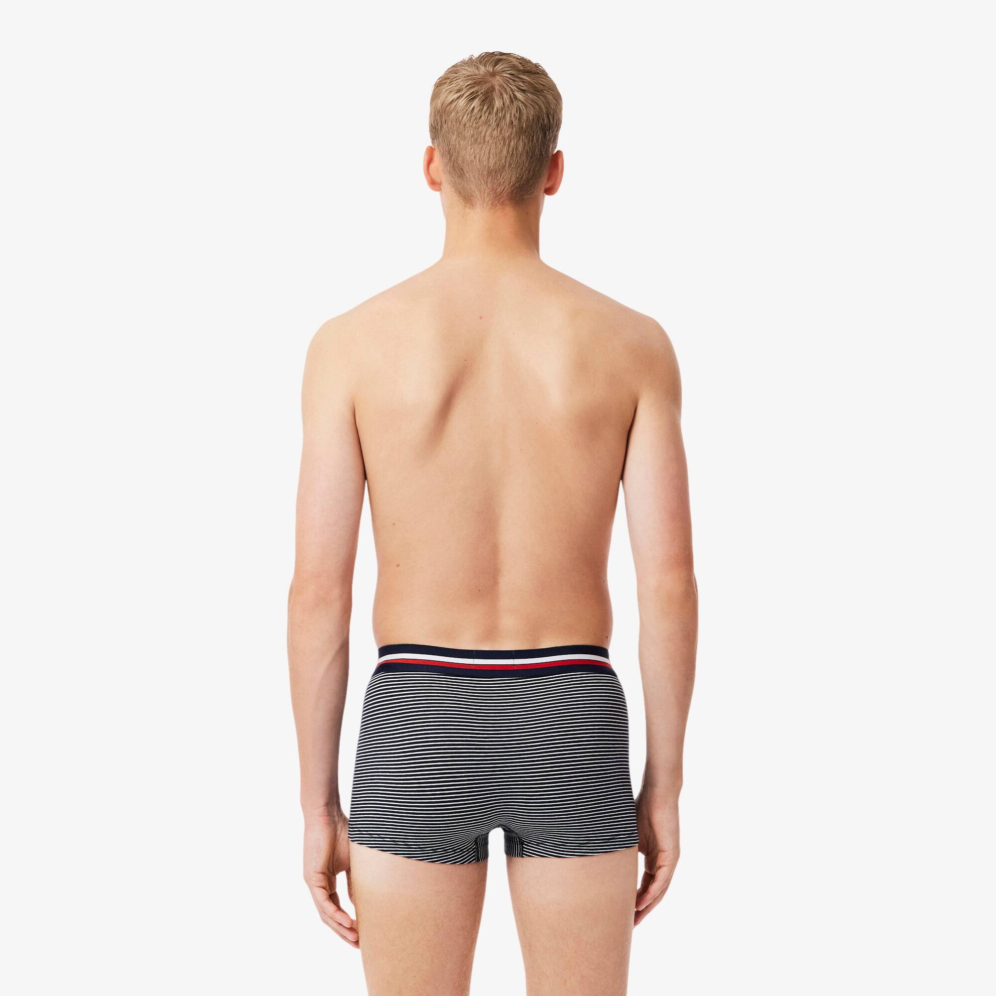 Thumbnail - Lacoste 3er-Pack Trunks aus Stretch-Baumwolle - Navy Blau / Weiß Size 6 - XL