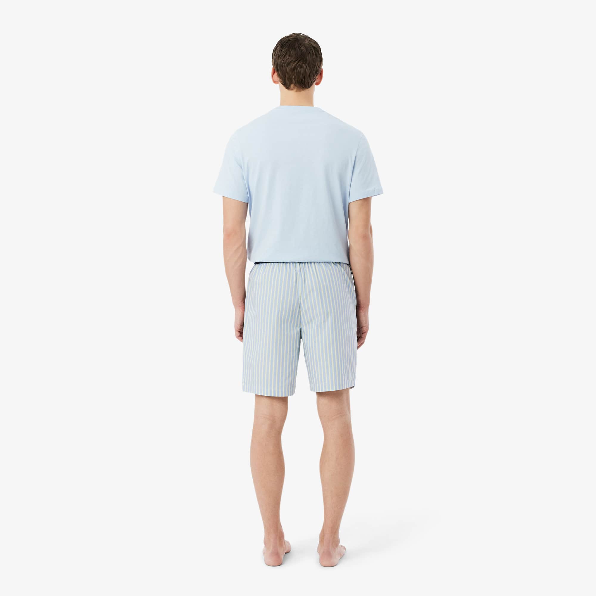 Thumbnail - Lacoste Gestreifte Pyjamashorts aus Popeline - Bleu Clair / Vert / Blanc Size S