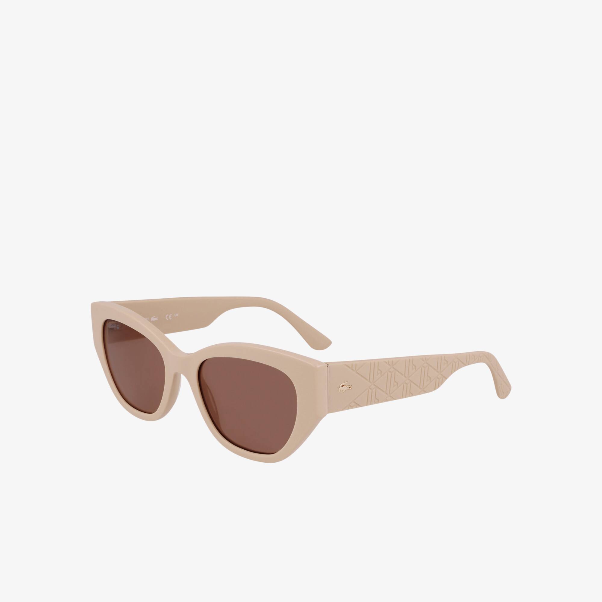 Thumbnail - Lacoste Rechteckige Acetat-Sonnenbrille mit Monogramm - CREAM Size One Size