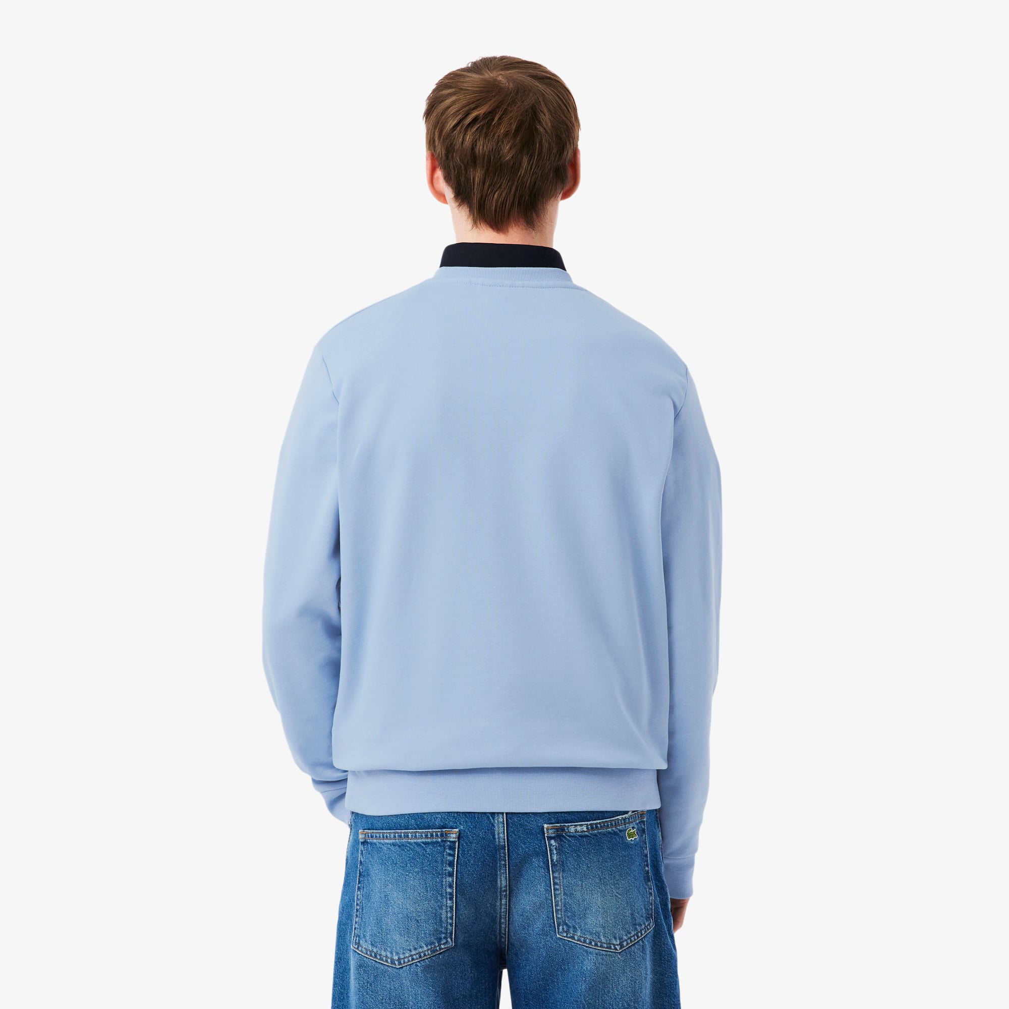 Thumbnail - Lacoste Fleece-Sweatshirt mit Colorblock-Design - Bleu Clair / Noir Size M