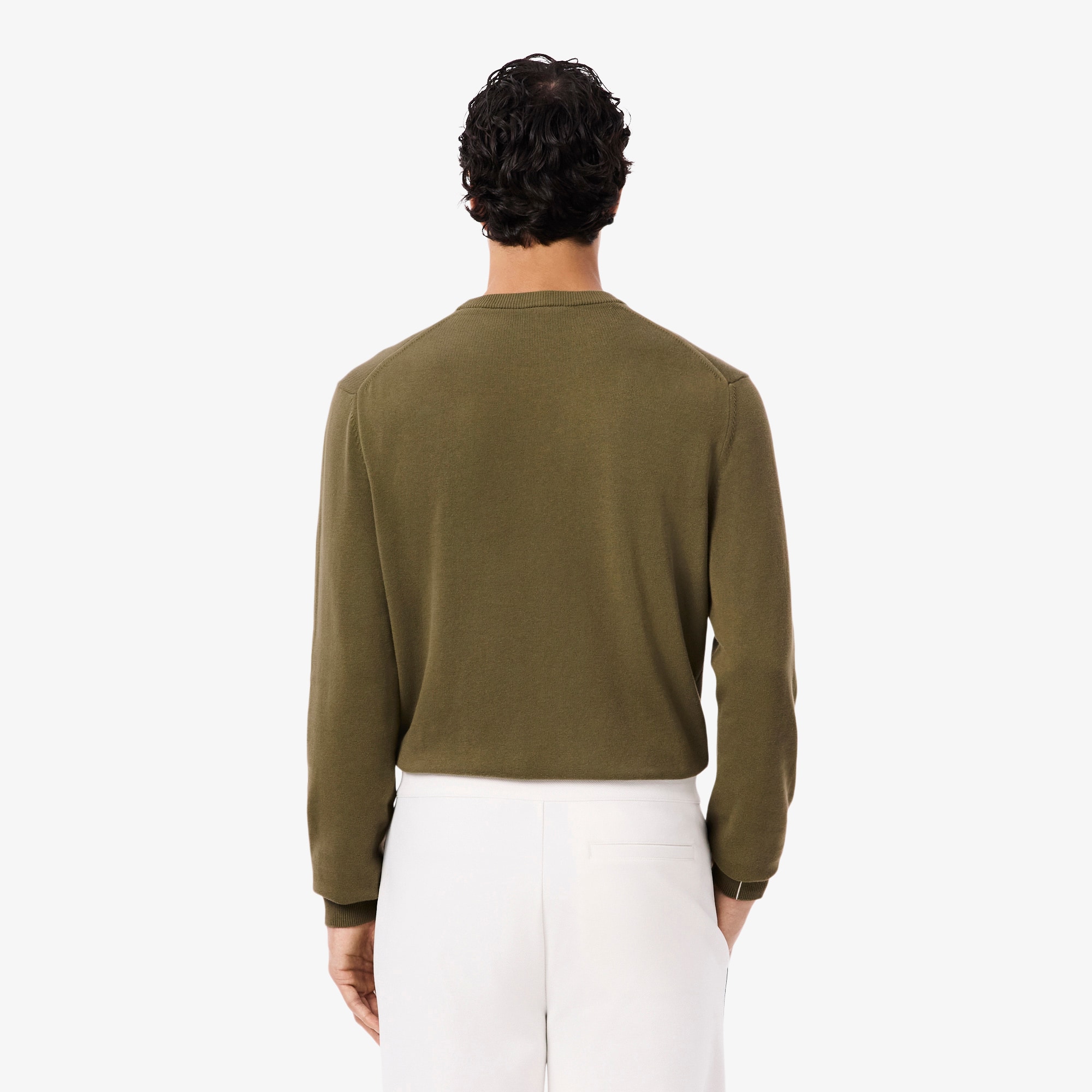 Thumbnail - Lacoste Einfarbiger Pullover aus Baumwolle mit Rundhalsausschnitt - Khaki Grün Size 6 - XL