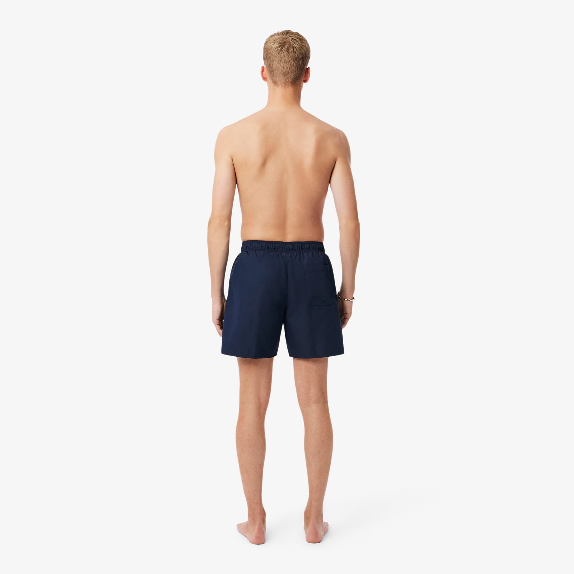 Thumbnail - Lacoste Halblange, einfarbige Badehose - Navy Blau / Grün Size L