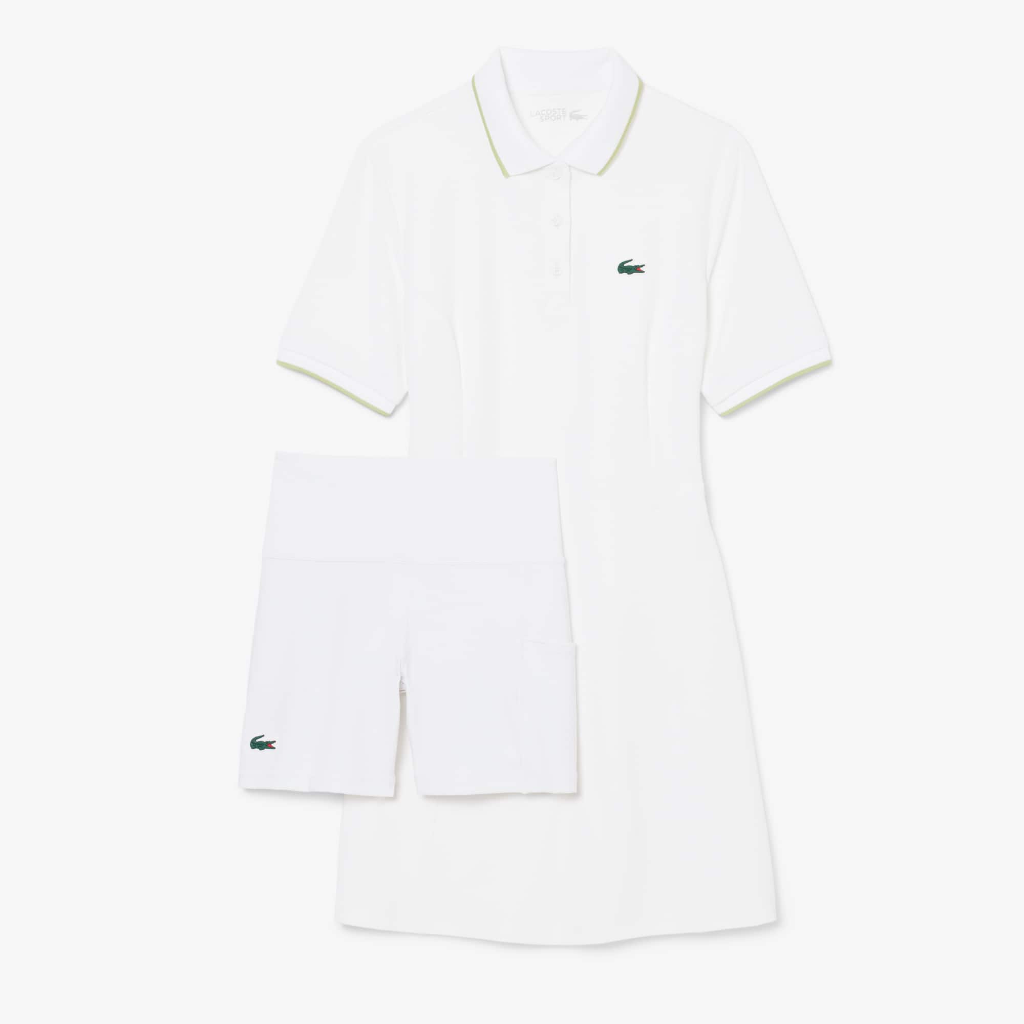 Thumbnail - Lacoste Golfkleid mit Einfassung und Ultra-Dry-Technologie - Weiß Size 40