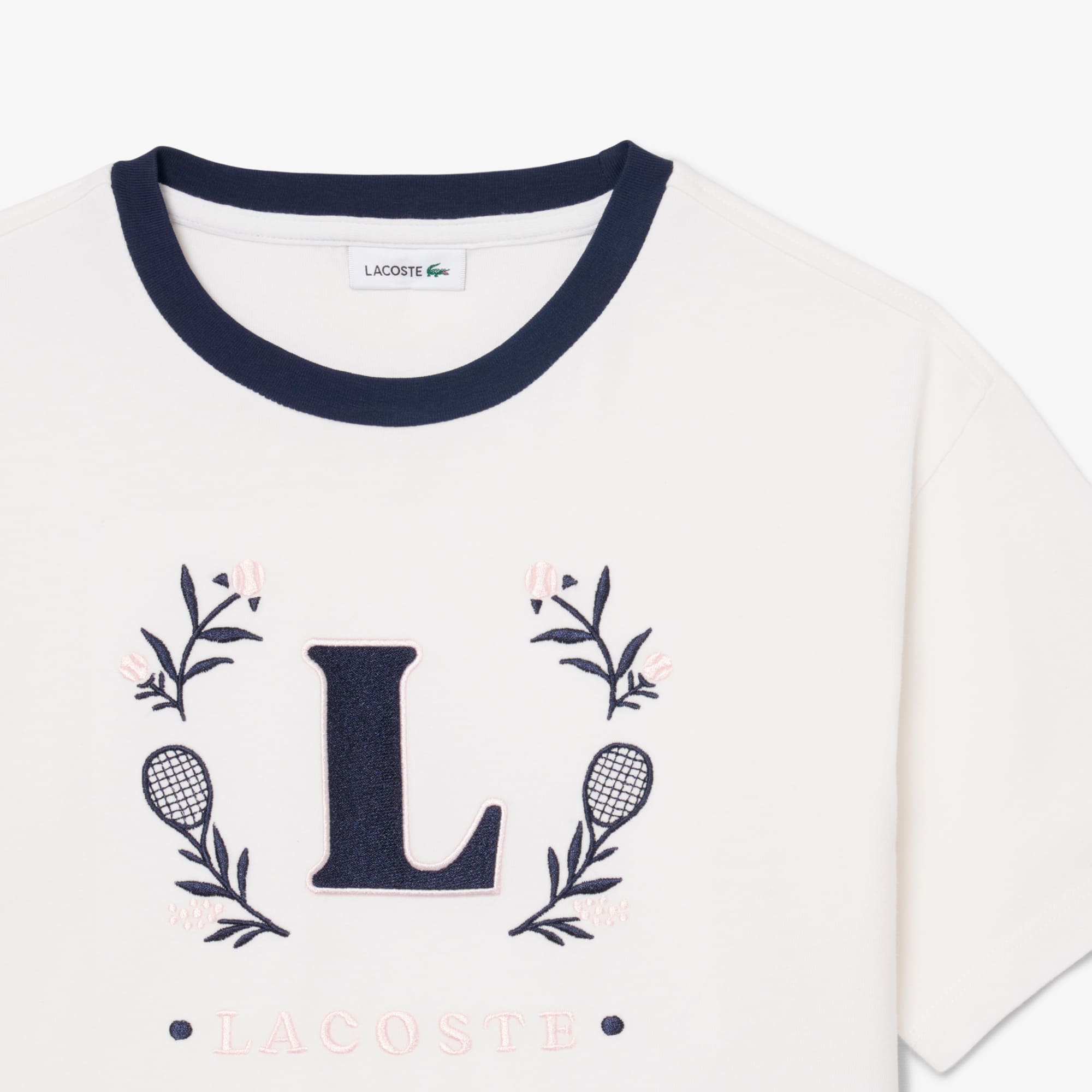 Thumbnail - Lacoste T-Shirt aus Baumwolle mit kontrastierendem Badge - Weiß Size 8 - 8A