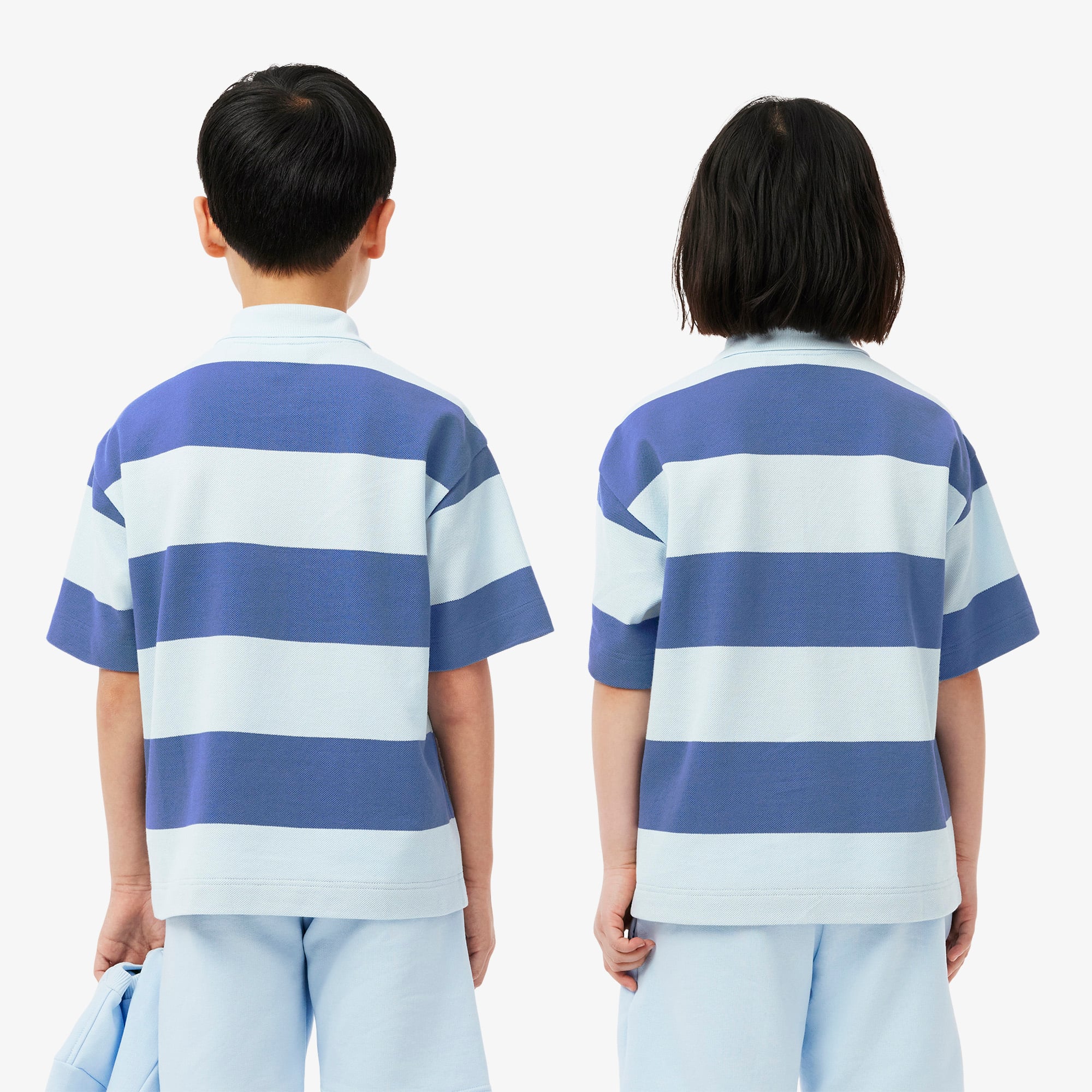 Thumbnail - Lacoste Polohemd aus Petit Piqué mit Streifen - Hellblau / Lila Size 4 Jahre