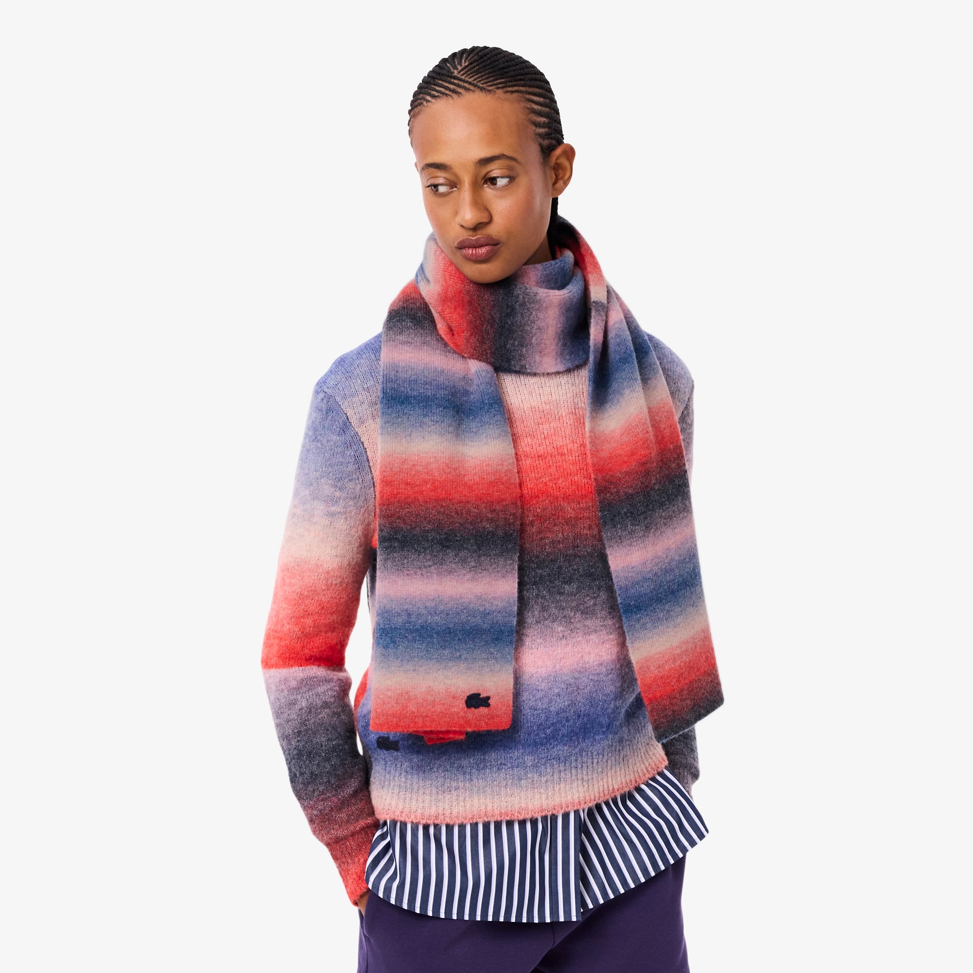 Thumbnail - Lacoste Schal mit Ombré-Effekt aus Wollmischgewebe - Weiß Size One Size