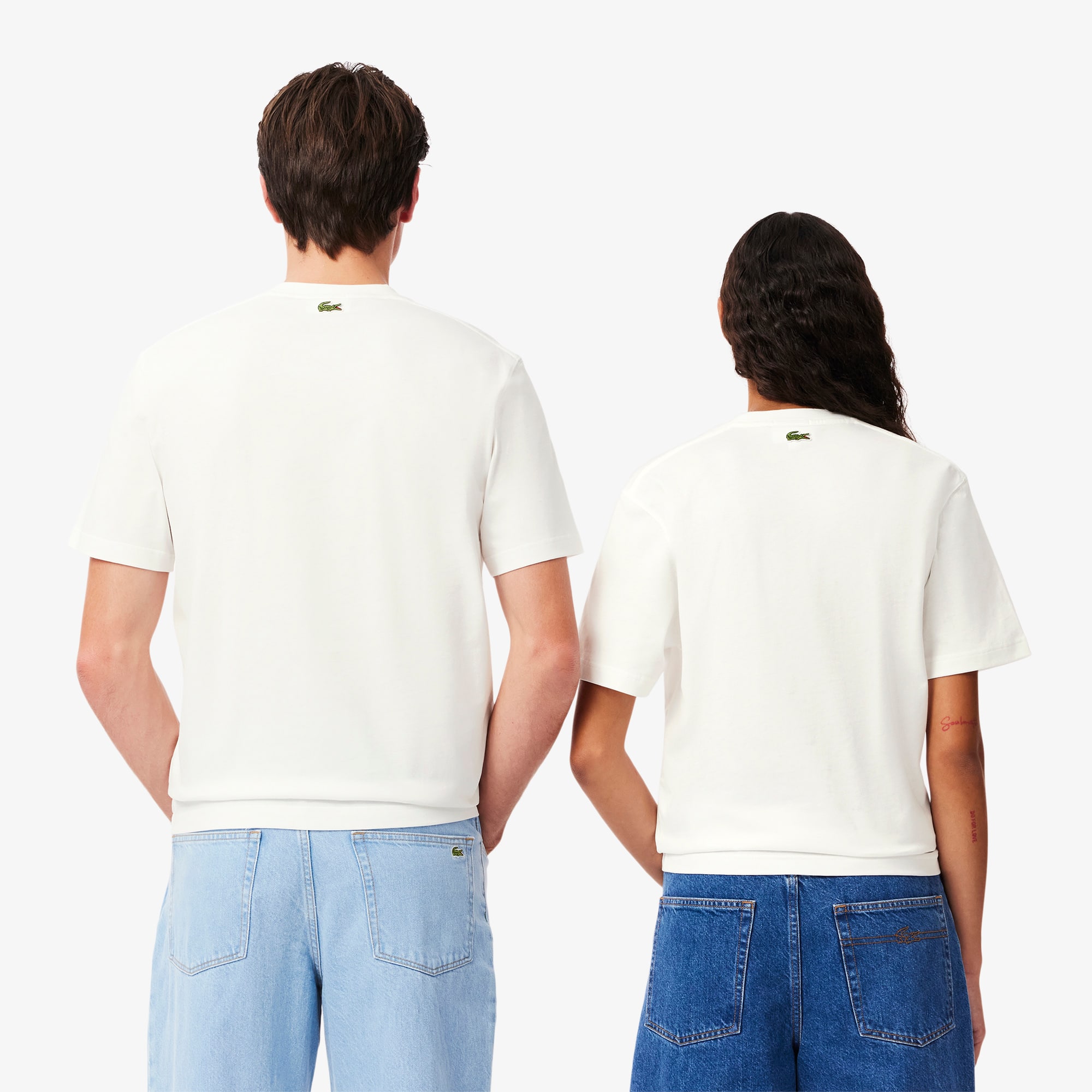 Thumbnail - Lacoste T-Shirt aus Baumwolle mit Signatur-Print - Weiß Size 6 - XL