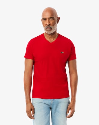 T-Shirt aus leichter Pima-Baumwolle mit V-Ausschnitt
