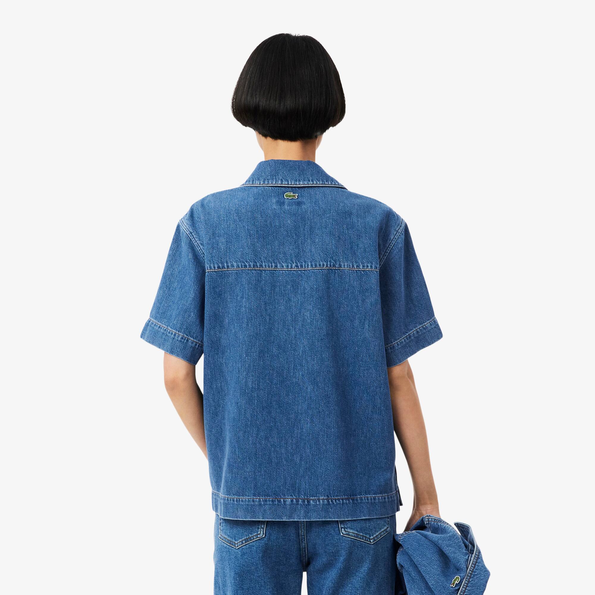 Thumbnail - Lacoste Oversized-Polohemd aus leichtem Denim - Heidekraut Blau Size 36