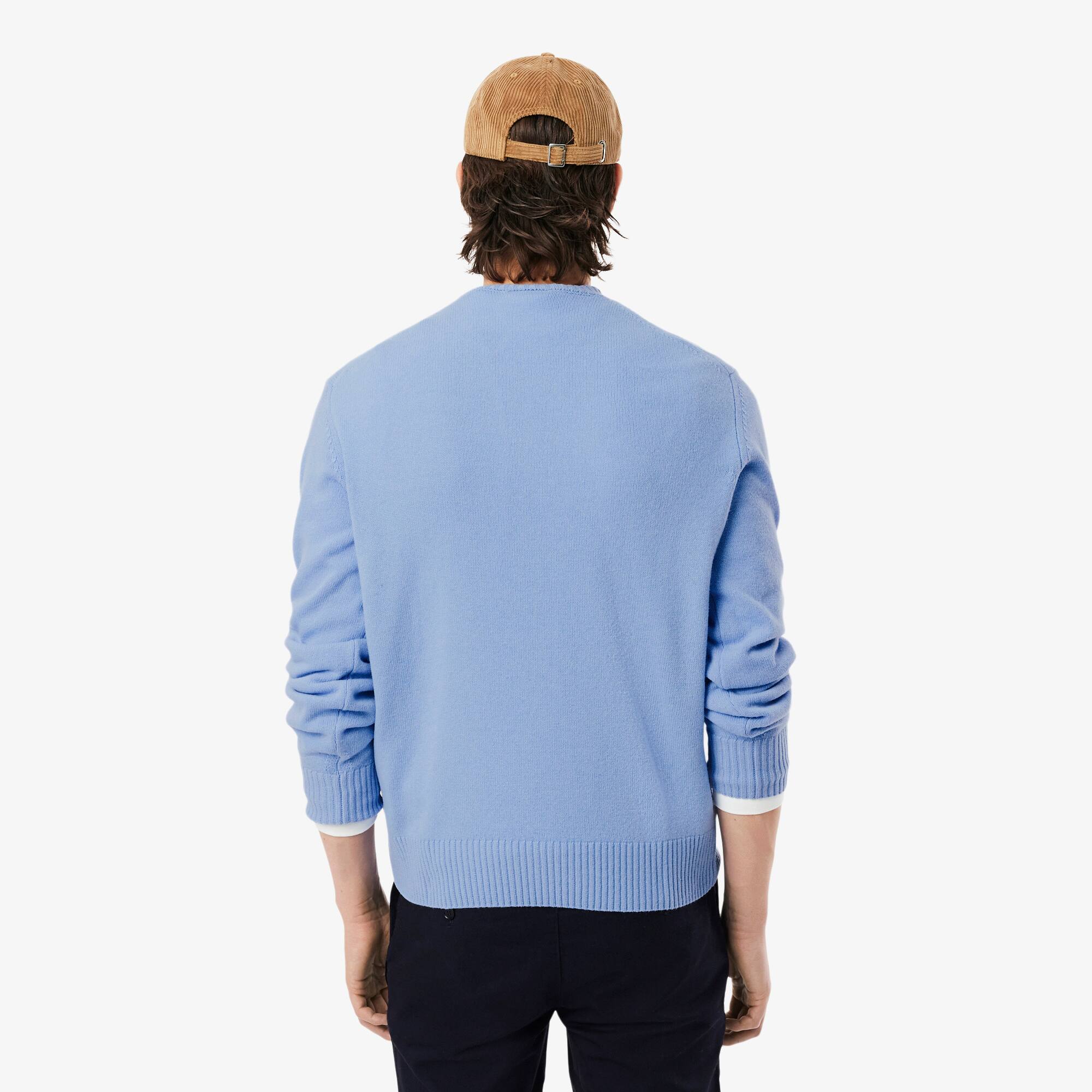 Thumbnail - Lacoste Pullover aus Tuchwolle mit Rundhalsausschnitt - Pastellblau Size M
