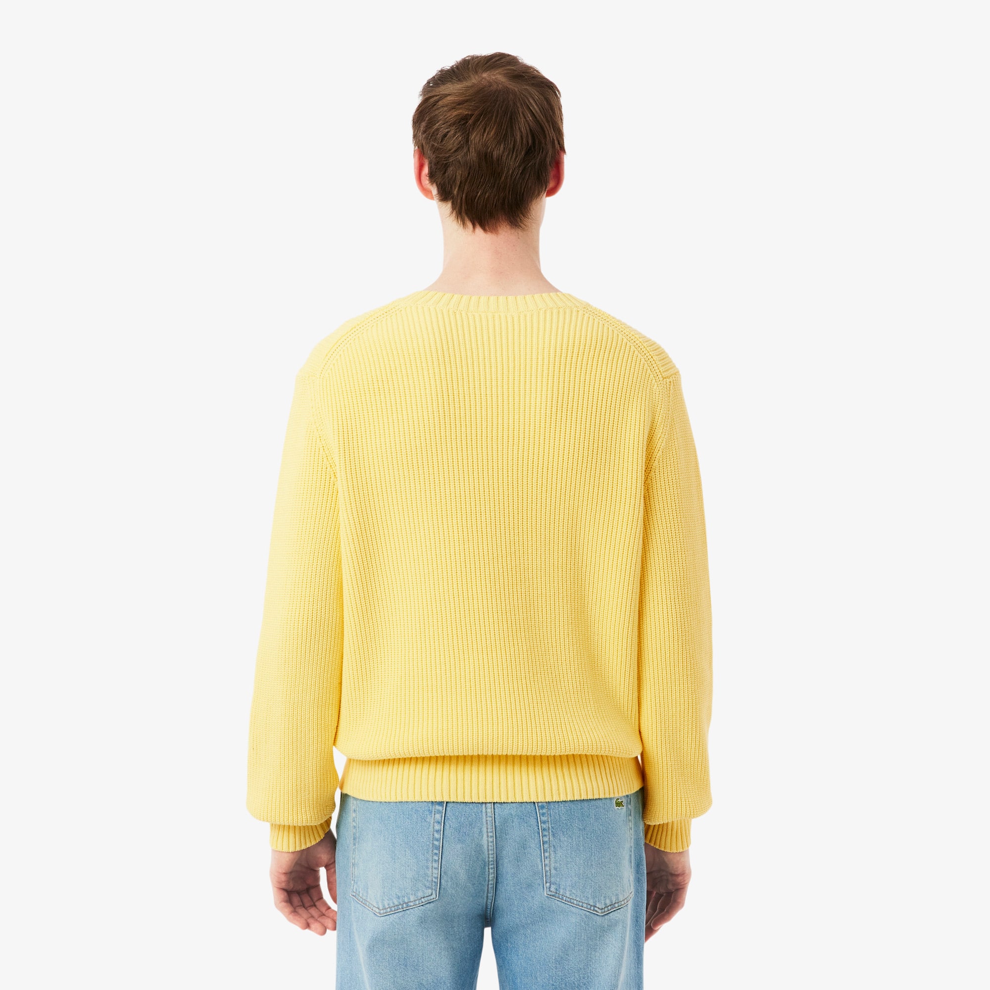 Thumbnail - Lacoste Pullover mit Perlrippstrick und Badge-Akzent - Gelb Size L