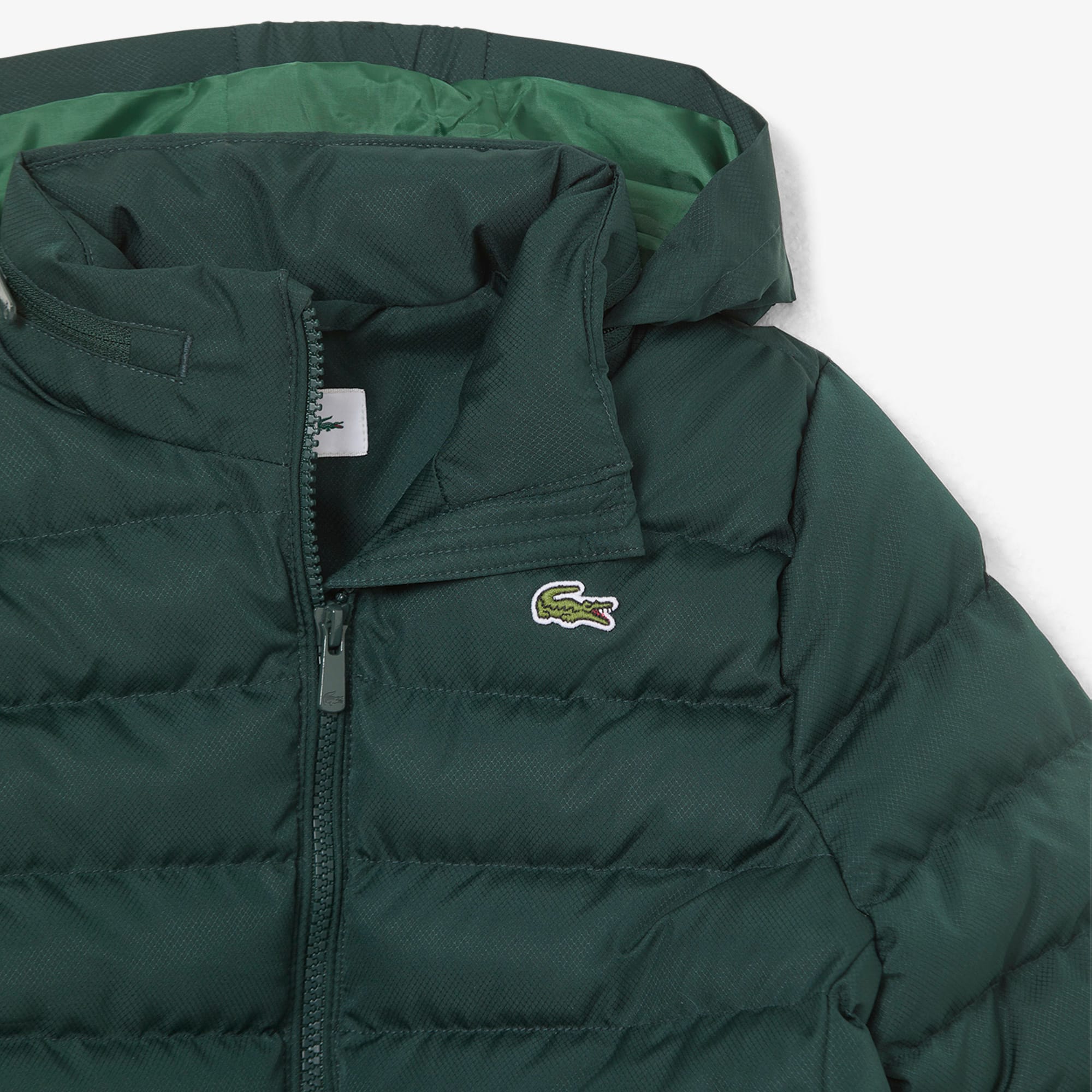 Thumbnail - Lacoste Puffer-Jacke aus Diamant-Taft mit Kapuze - Sinople Grün Size 5 - 5A