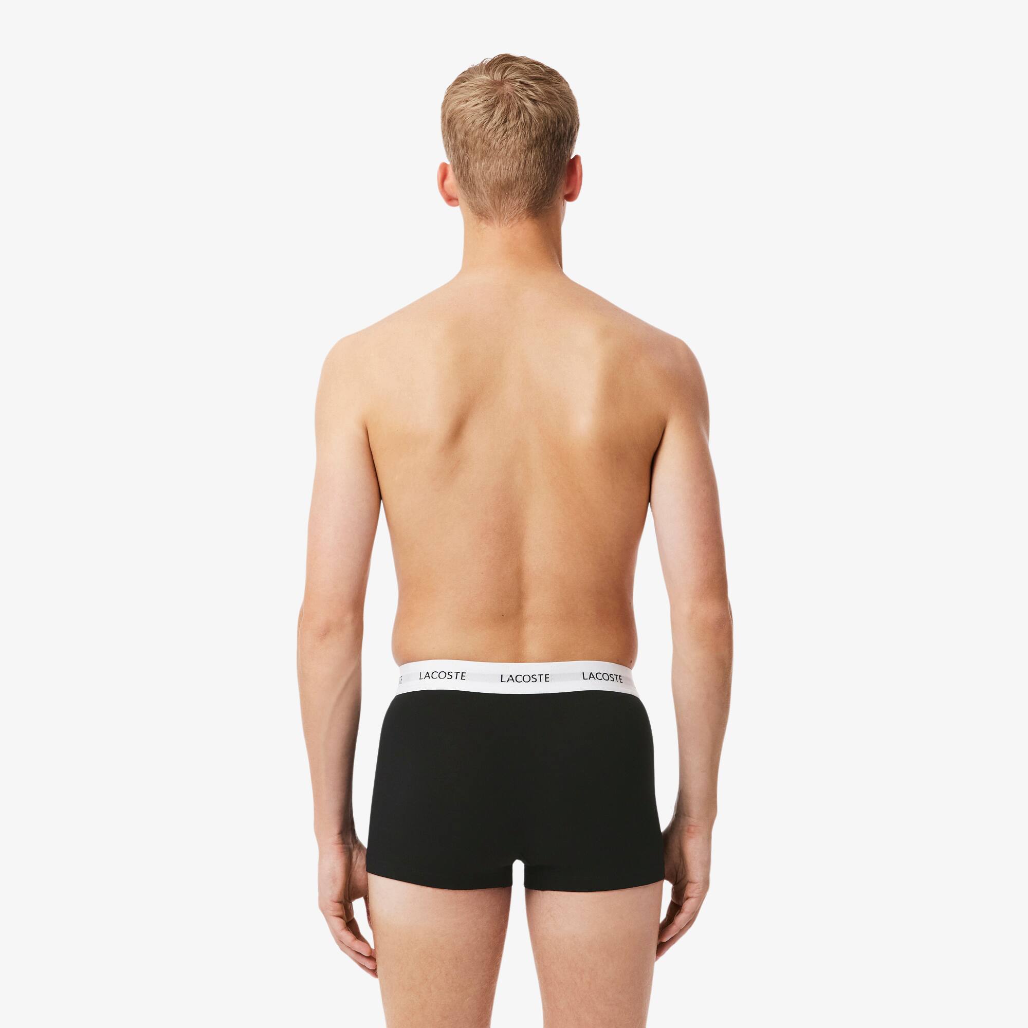 Thumbnail - Lacoste 3er-Pack Baumwoll-Stretch-Trunks - Schwarz Size 6 - XL