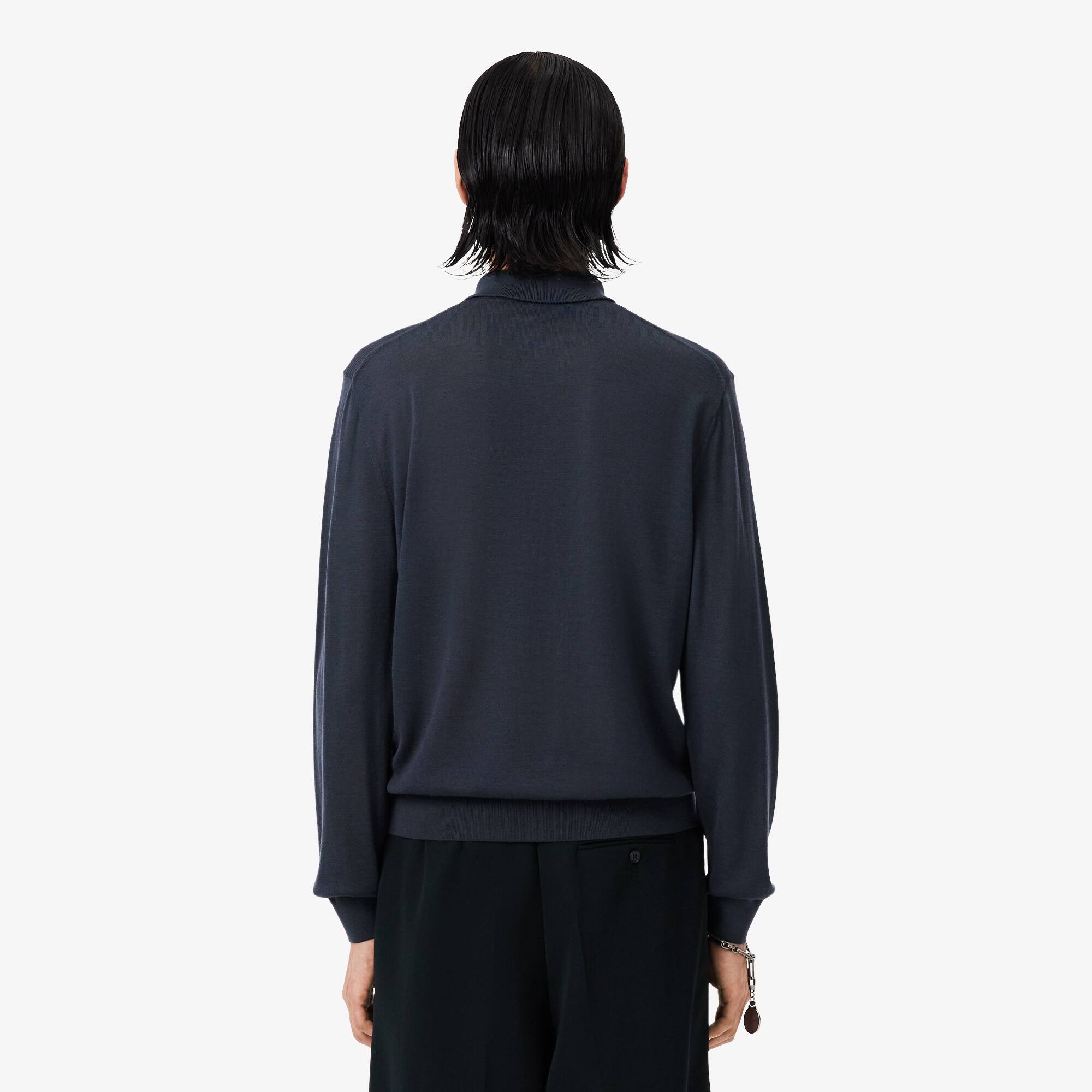 Thumbnail - Lacoste Pullover Runway aus Merinowolle mit Polokragen - Dunkelgrau Size S
