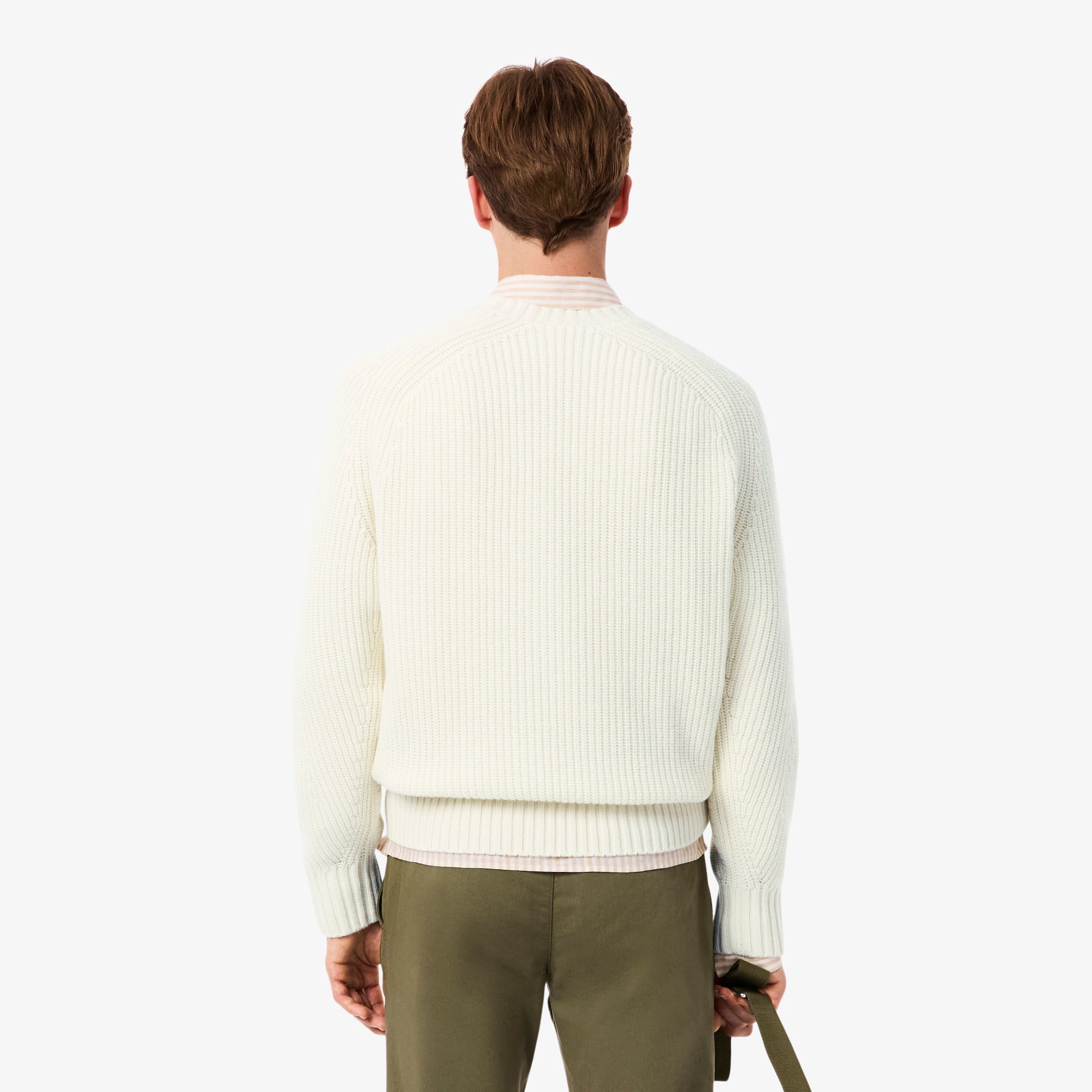 Thumbnail - Lacoste Pullover aus dicker kardierter Wolle mit Rundhalsausschnitt - Creme Size L