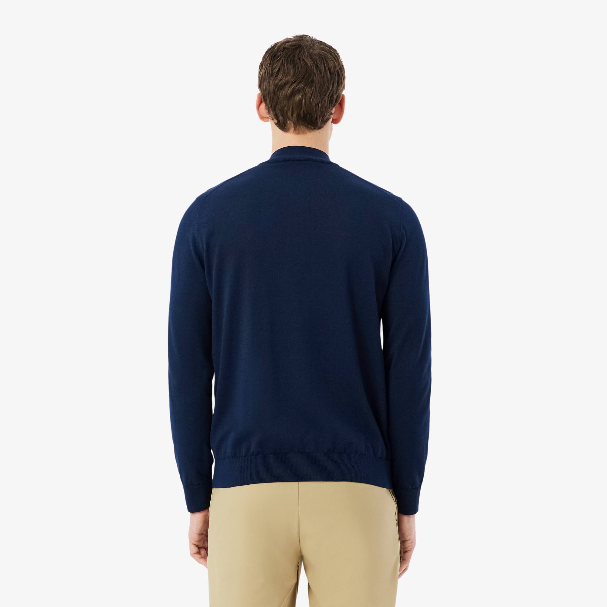 Thumbnail - Lacoste Temperaturregulierender Golf-Pullover mit Viertel-Reißverschluss - Navy Blau Size 3XL