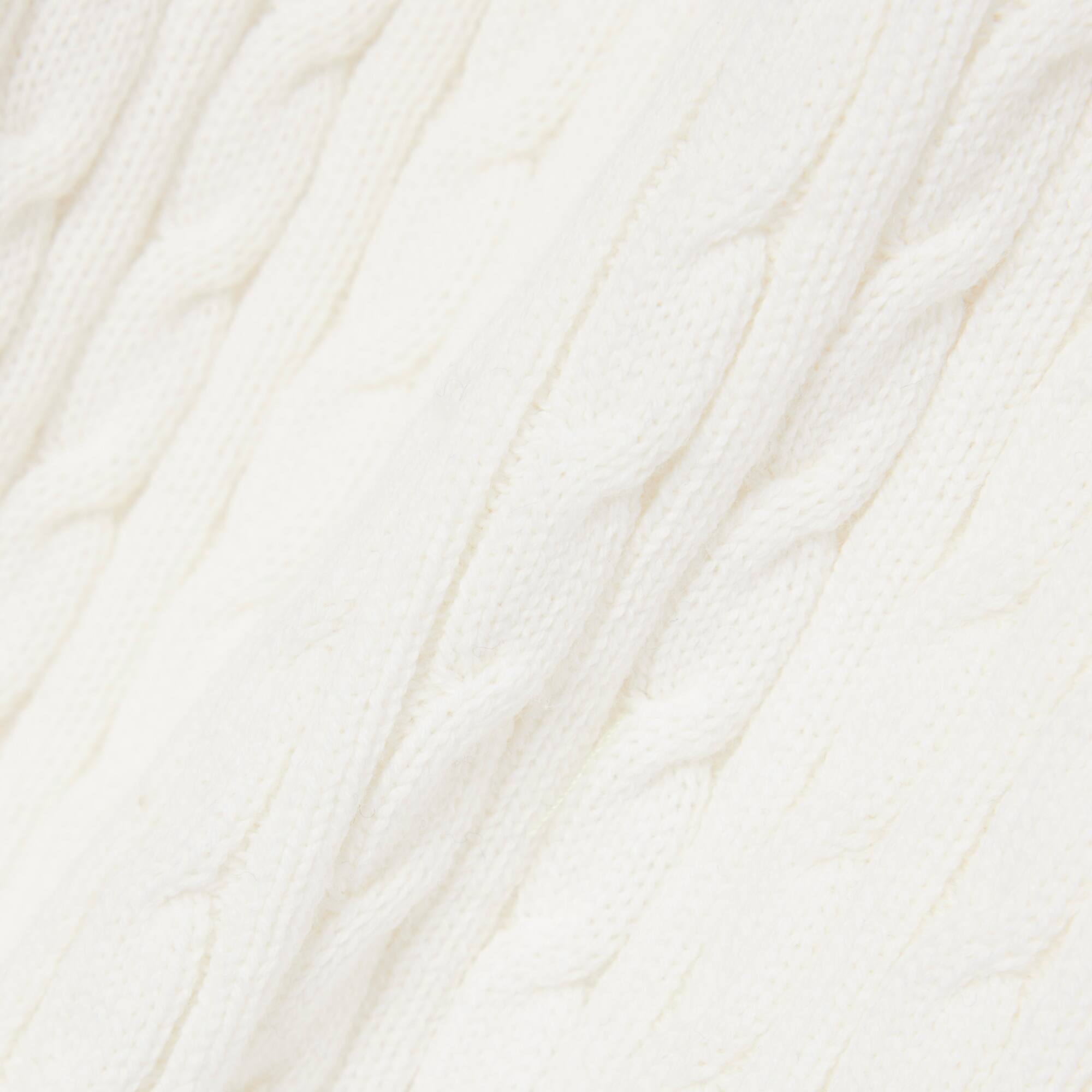 Thumbnail - Lacoste Gestreifter Pullover mit Zopfmuster und Polokragen - Weiß Size 34