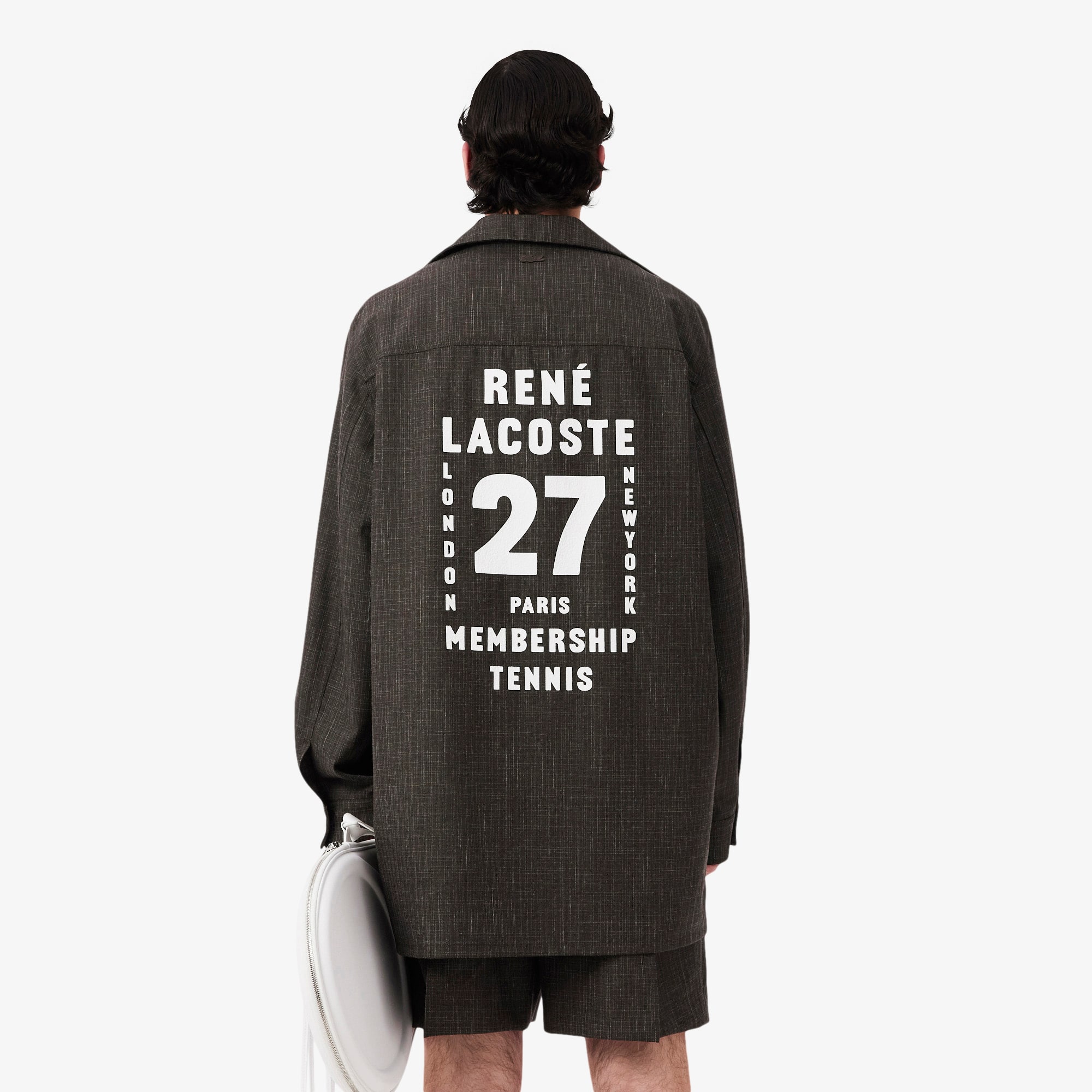 Thumbnail - Lacoste Overshirt Runway aus Wolle mit Print - Marron / Blanc Size L