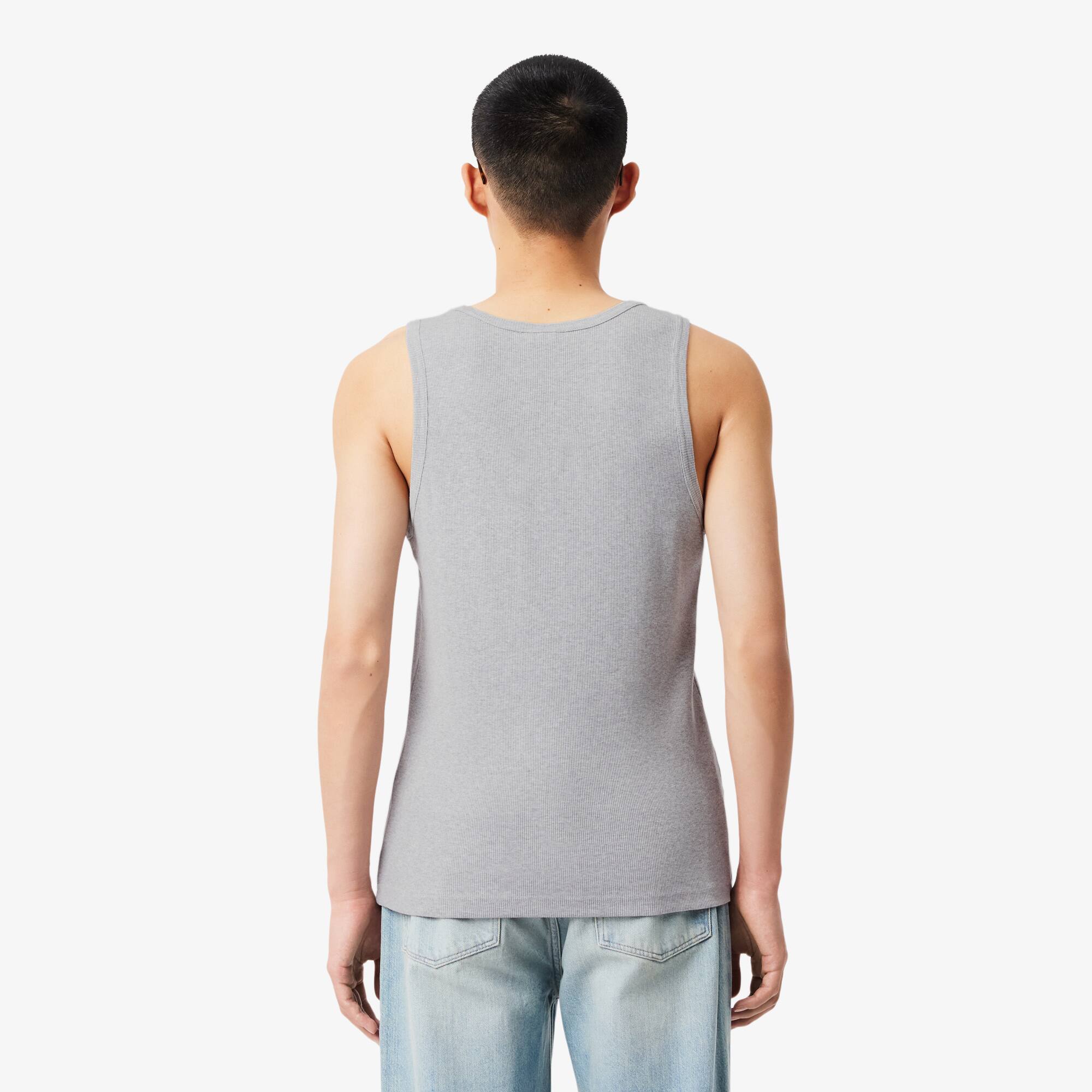 Thumbnail - Lacoste Slim Fit-Trägerhemd aus Baumwollrippstrick - Heidekraut Grau Size M