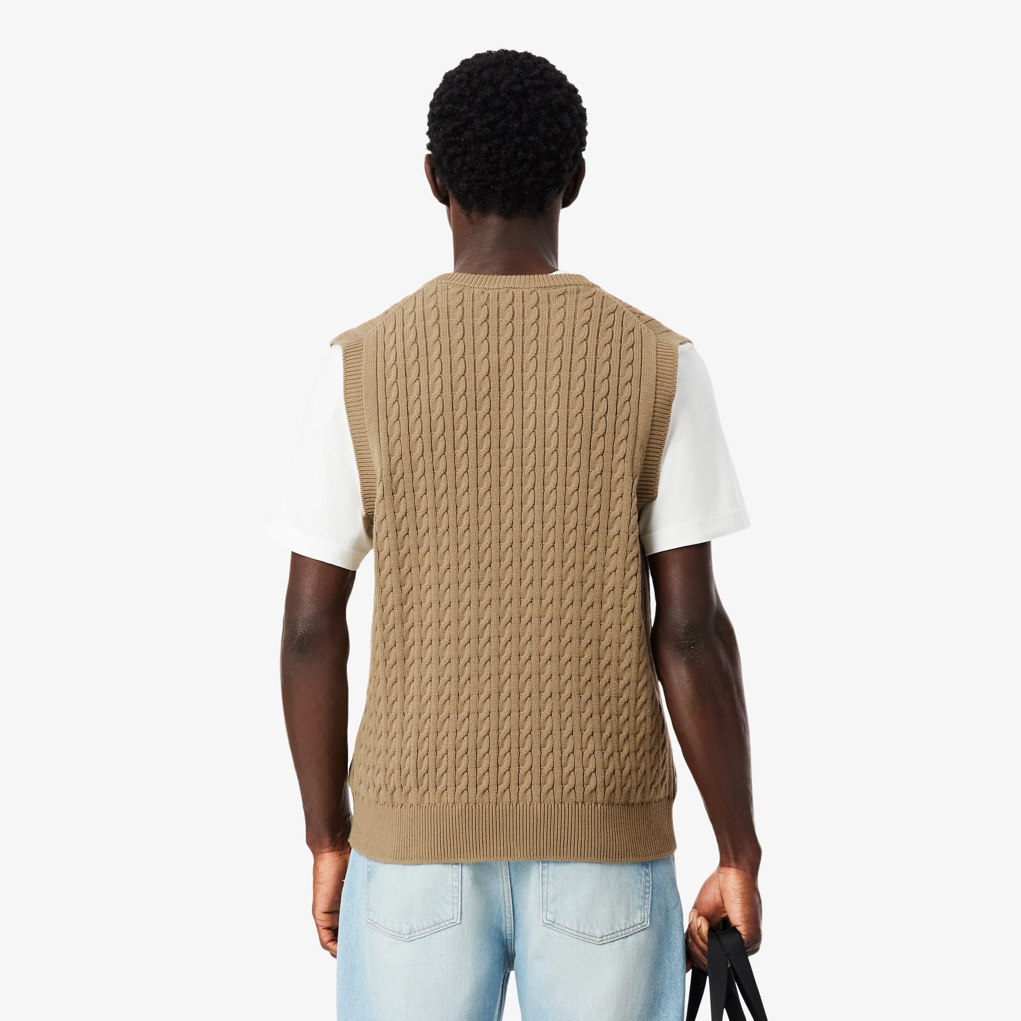 Thumbnail - Lacoste Ärmelloser Pullover aus Baumwollstrick - Beige / Grün Size XXL