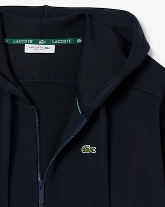 Hoodie aus Piqu&eacute; mit Rei&szlig;verschluss
