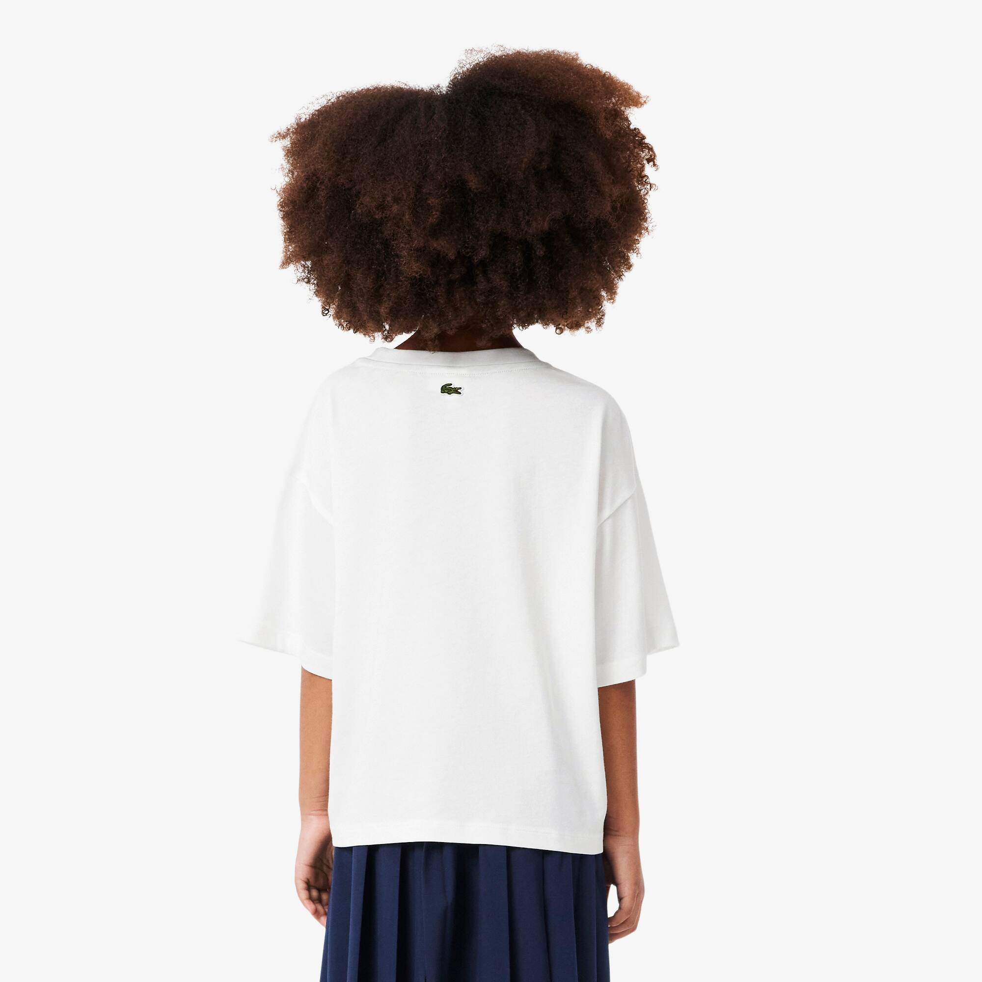 Thumbnail - Lacoste Oversized T-Shirt aus Baumwolle mit Print - Weiß Size 9 - 10A