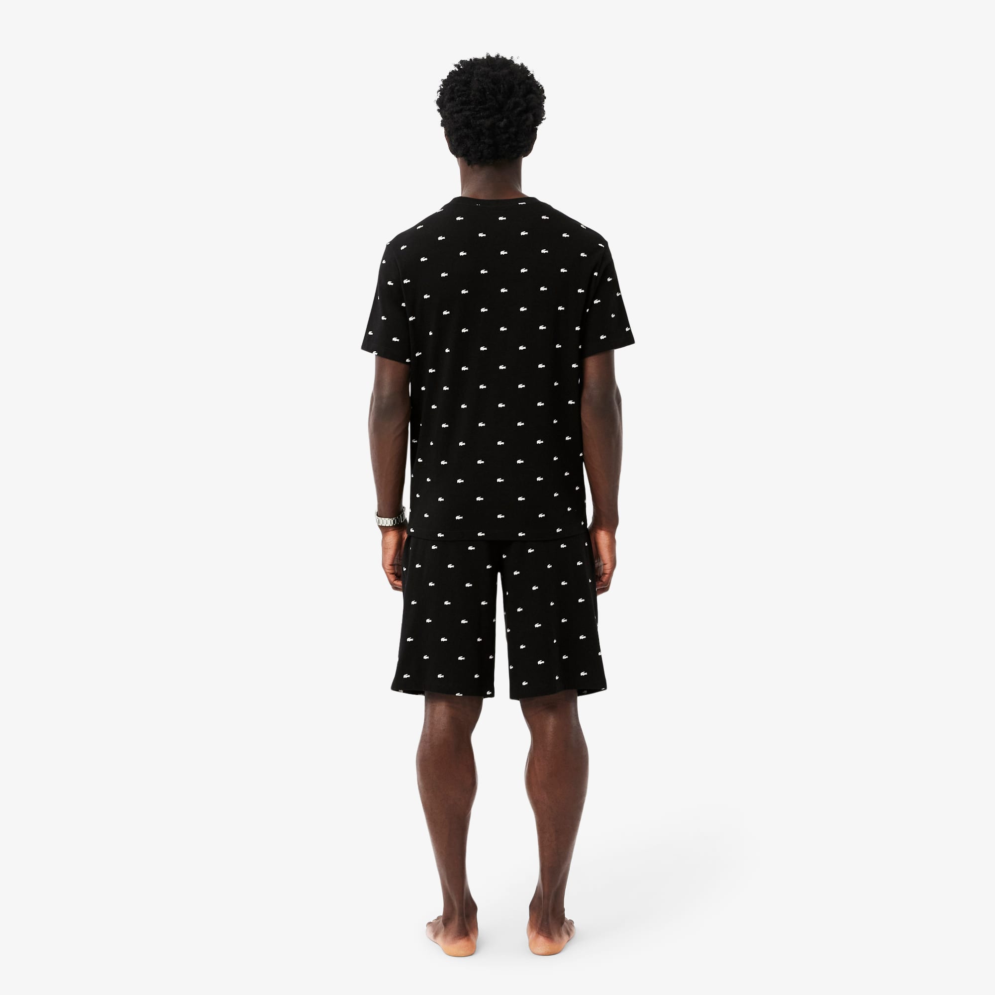 Thumbnail - Lacoste Pyjama aus Baumwolle mit Print - Schwarz / Weiß Size 6 - XL