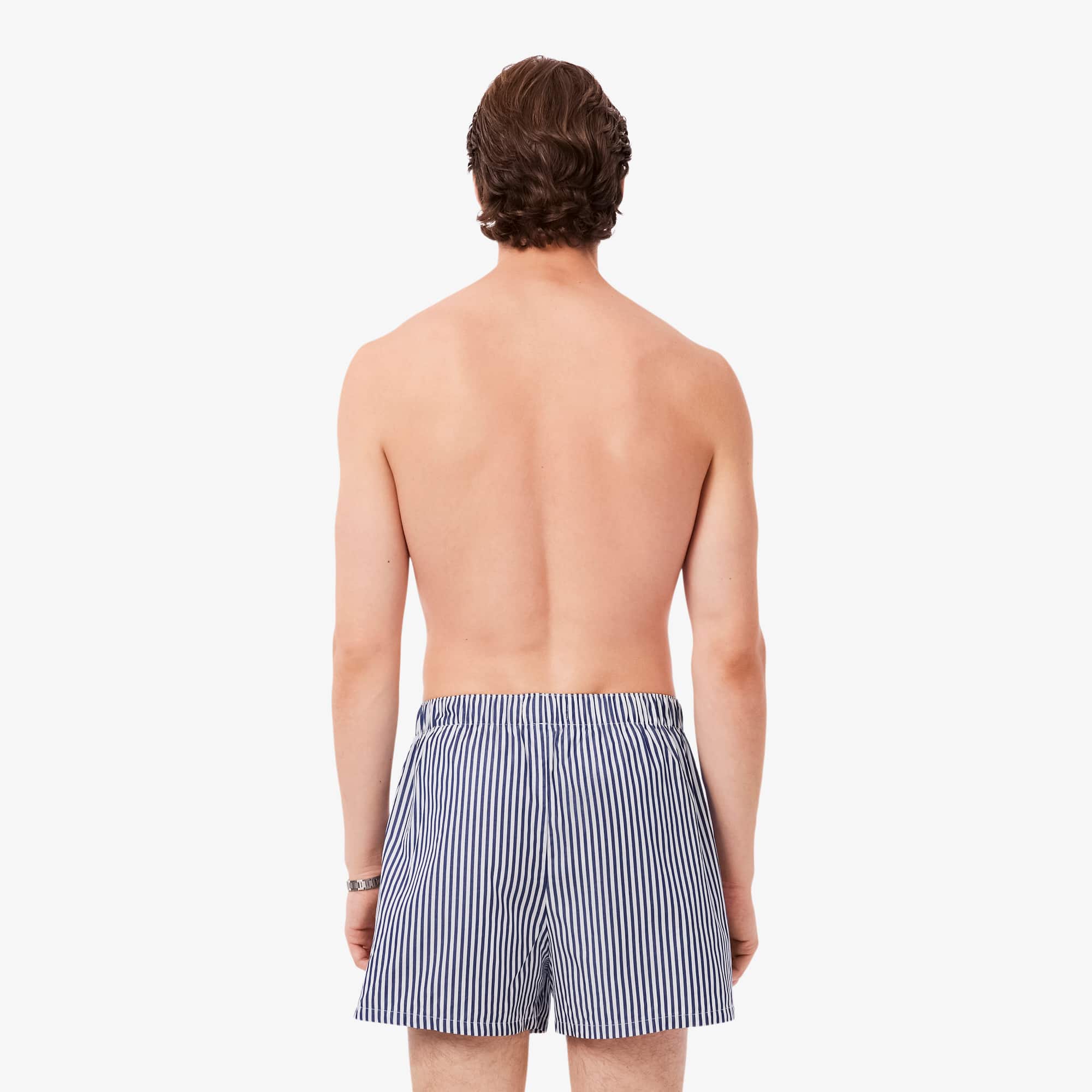 Thumbnail - Lacoste 3er-Pack Boxershorts aus Baumwollgewebe - Navy Blau / Weiß Size S