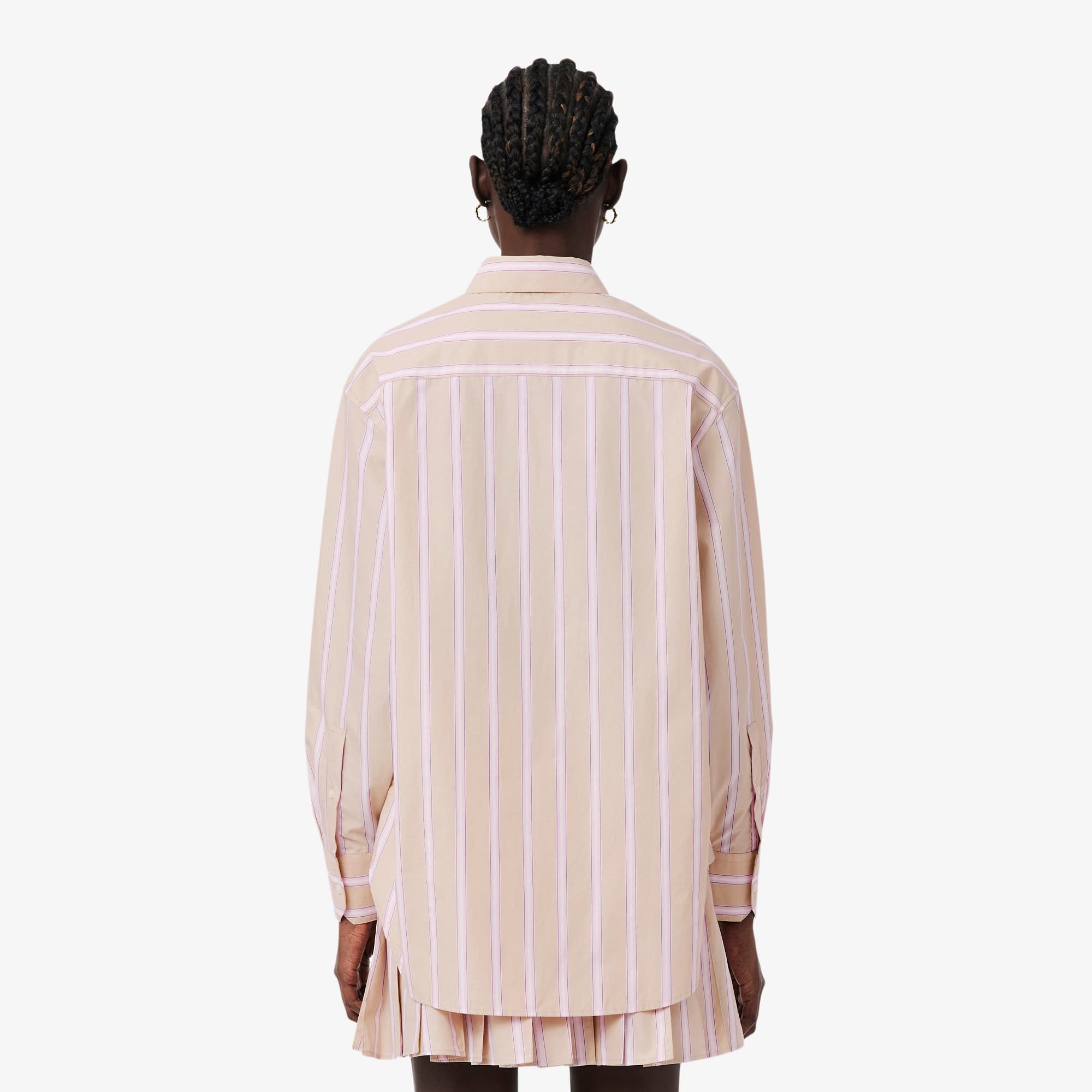 Thumbnail - Lacoste Oversized-Hemd aus Baumwollpopeline - Beige / Rose / Blanc / Bleu Marine Size 40