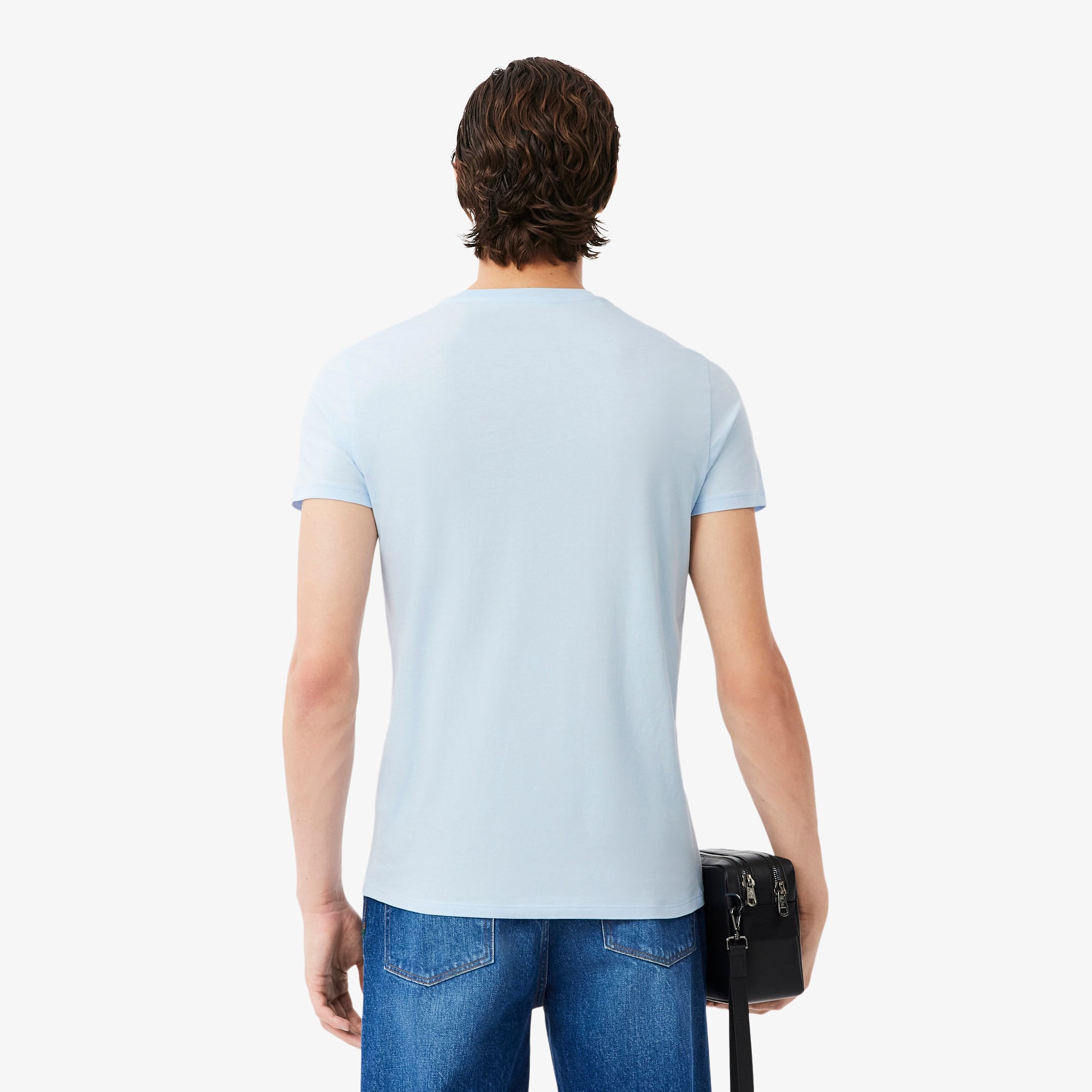 Thumbnail - Lacoste T-Shirt aus leichter Pima-Baumwolle mit V-Ausschnitt - Hellblau Size S