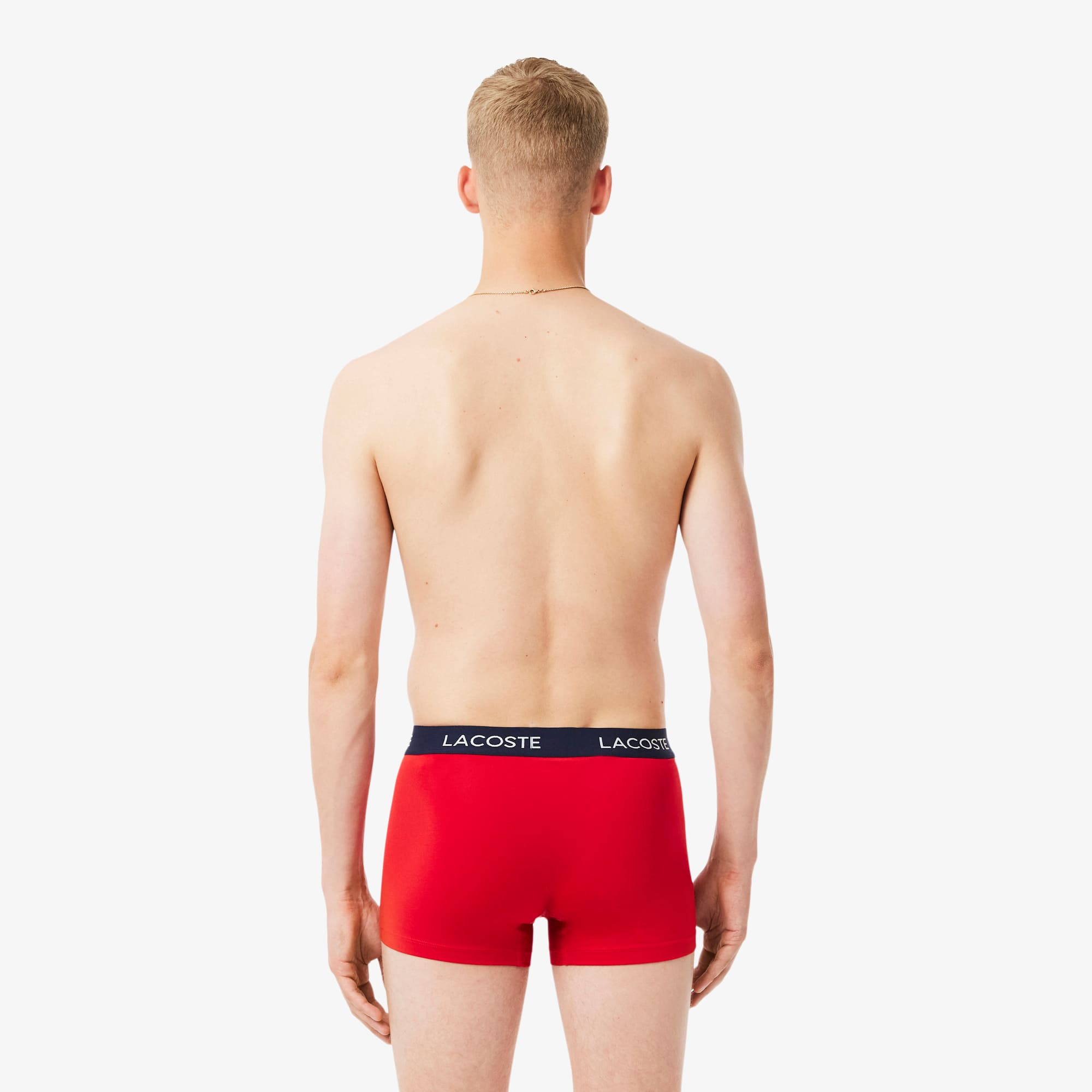 Thumbnail - Lacoste 3er-Pack Trunks aus Mikrofaser - Navy Blau / Weiß / Rot Size L