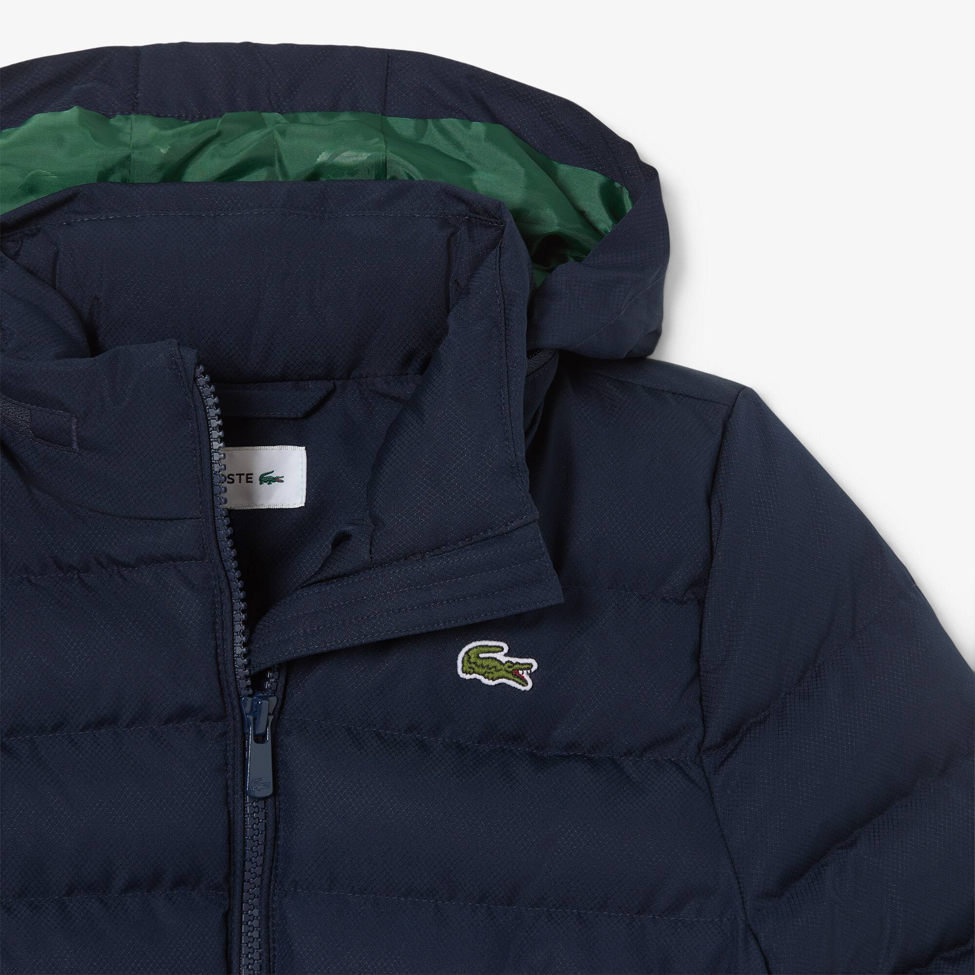Thumbnail - Lacoste Puffer-Jacke aus Diamant-Taft mit Kapuze - Navy Blau Size 5 - 5A