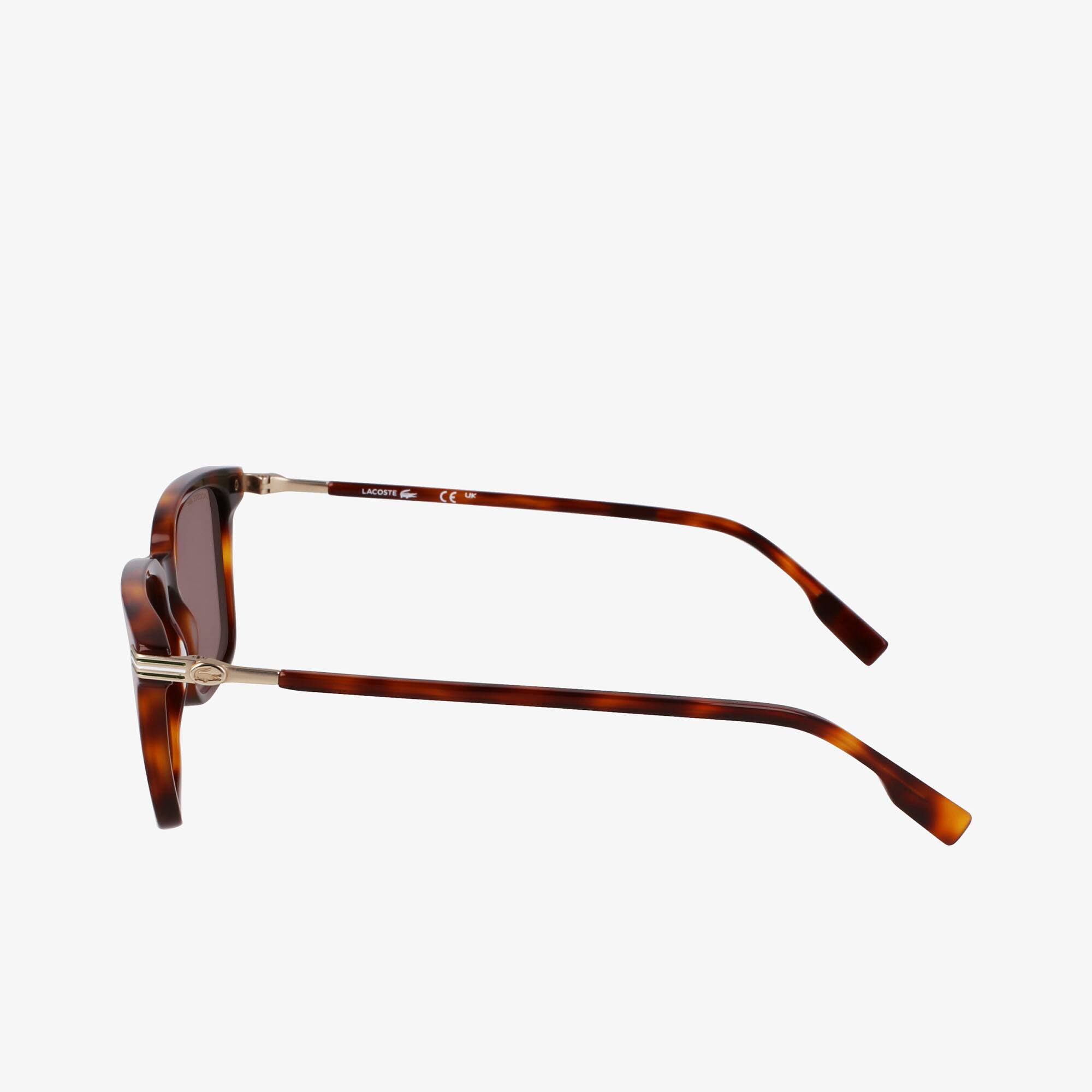 Thumbnail - Lacoste Rechteckige Acetat-Sonnenbrille New Heritage - Havana Brown Size One Size