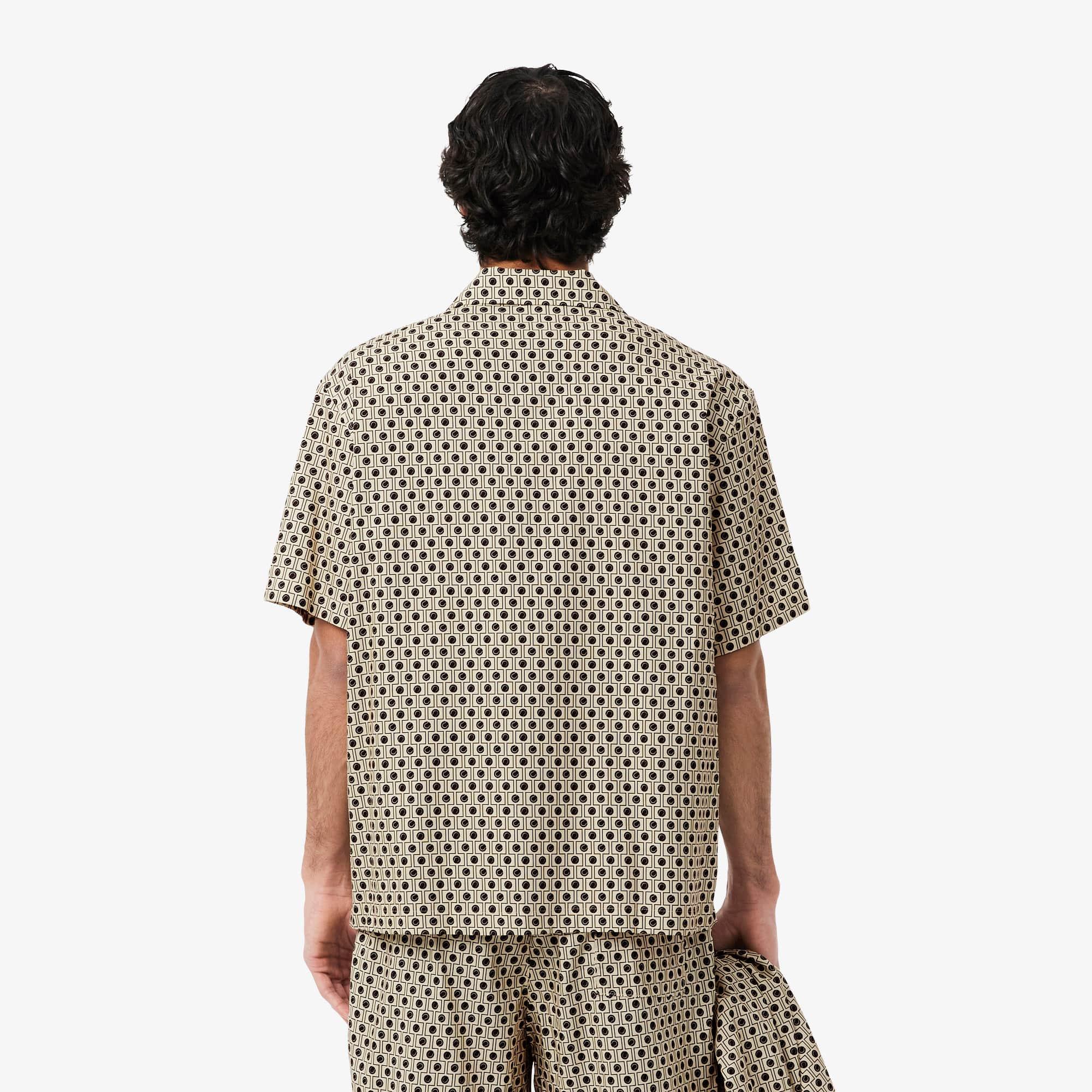 Thumbnail - Lacoste Relaxed Fit Short Sleeved Shirt - Beige / Marron Size 43