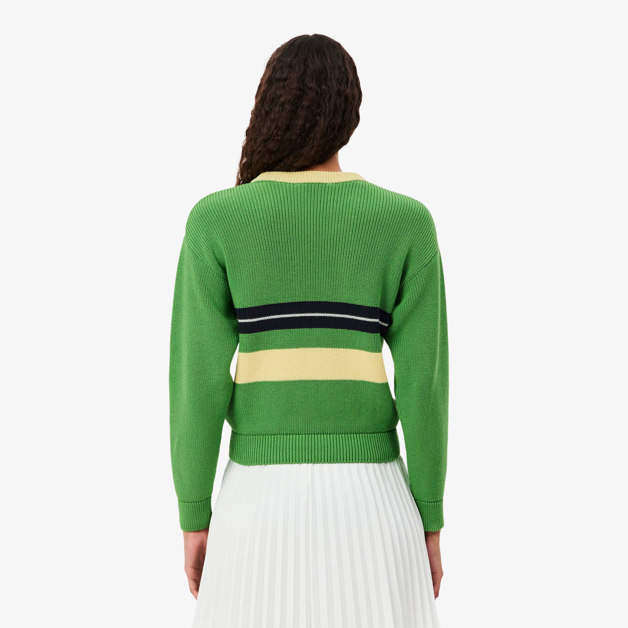 Thumbnail - Lacoste Französisches Baumwoll-Mix-Pullover Archive Re-edition - Vert / Jaune / Noir / Blanc Size 32