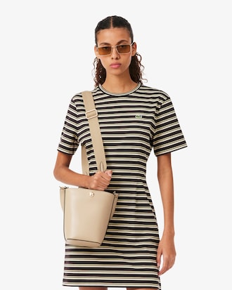 Kleine Eimertasche Tennis Bliss aus Leder