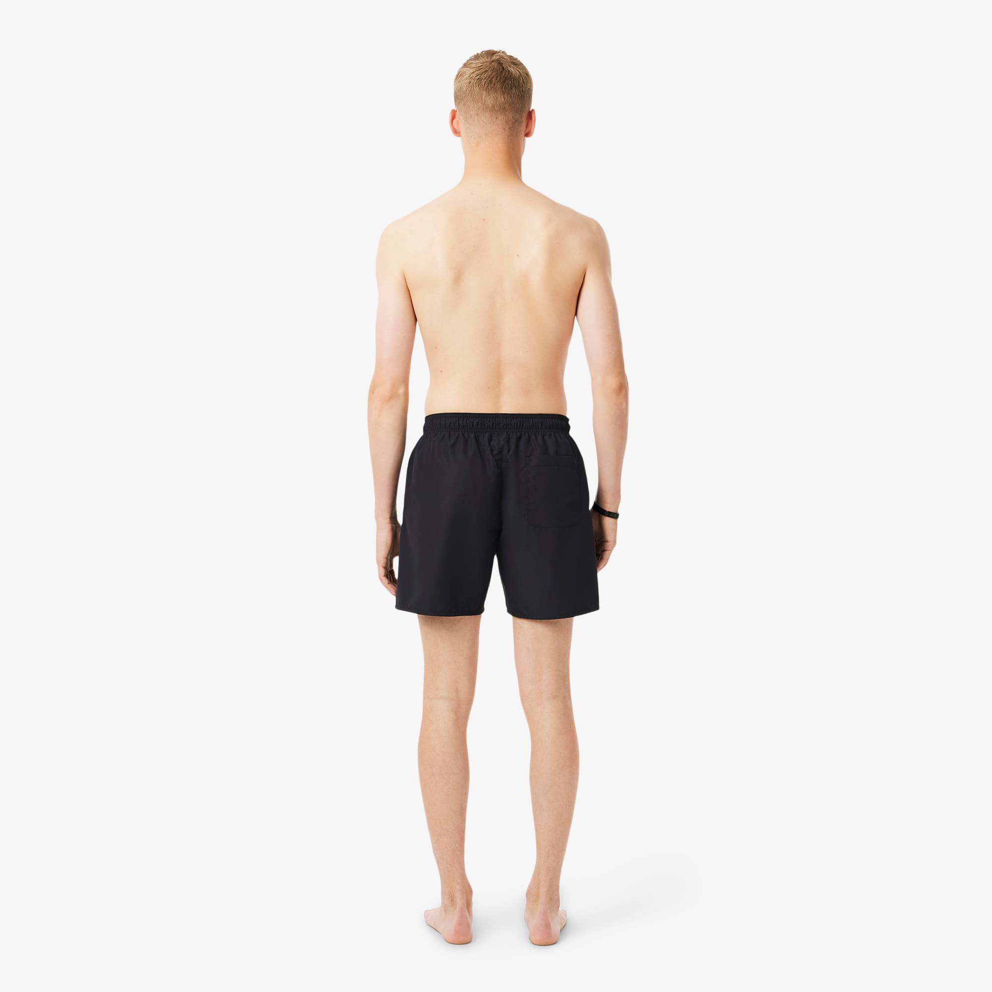 Thumbnail - Lacoste Halblange, einfarbige Badehose - Schwarz / Grün Size S