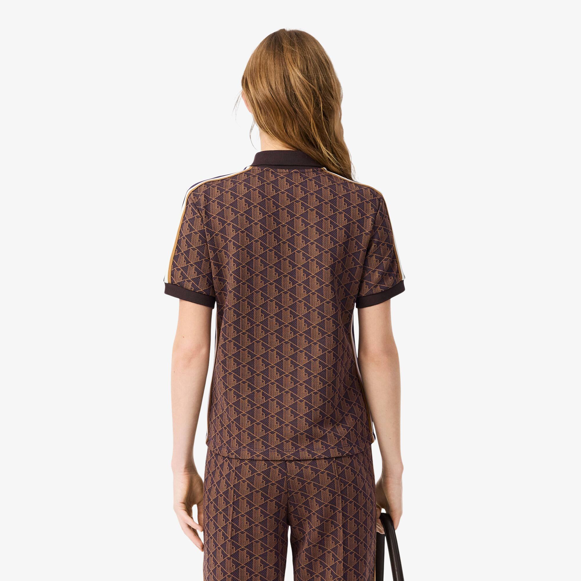 Thumbnail - Lacoste Slim Fit-Polohemd mit Monogramm aus Jacquard - Lila / Braun Size 38