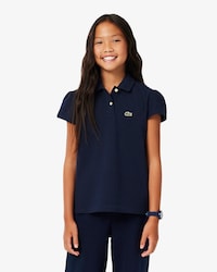 Polohemd aus Mini Piqu&eacute; mit gewelltem Kragen