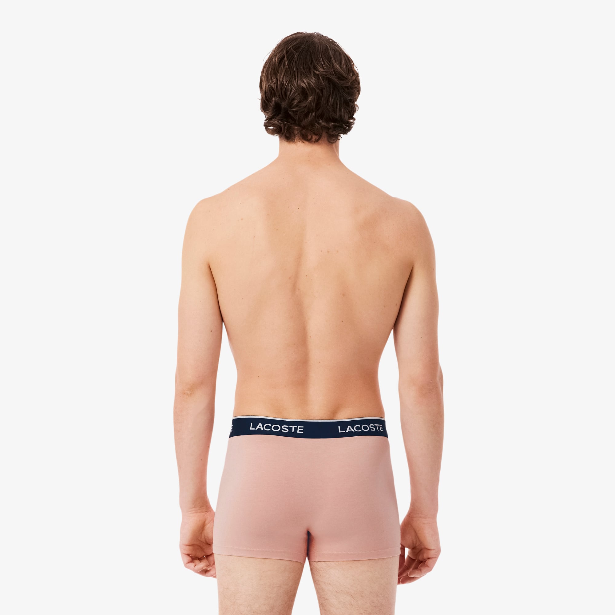 Thumbnail - Lacoste 3er-Pack Trunks aus Stretch-Baumwolle - Bleu / Bleu Clair / Rose Size L