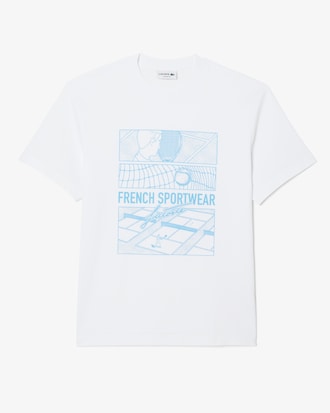 T-Shirt aus Baumwolle mit Tennisplatz-Print