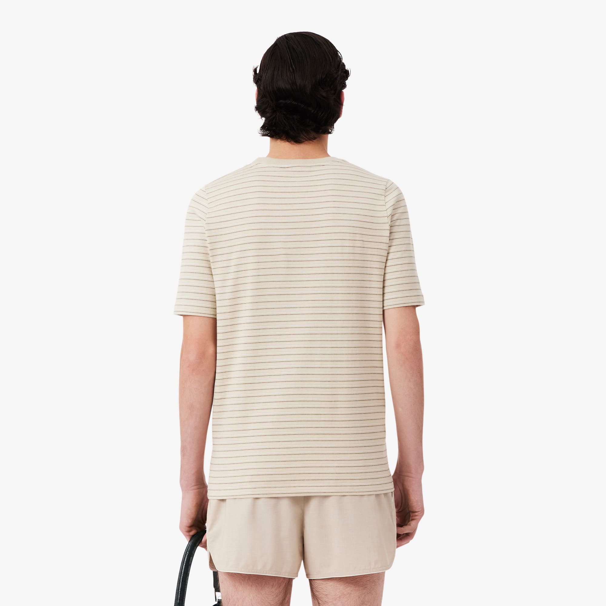 Thumbnail - Lacoste Gestreiftes T-Shirt Runway aus Jersey - Beige / Blanc Size S