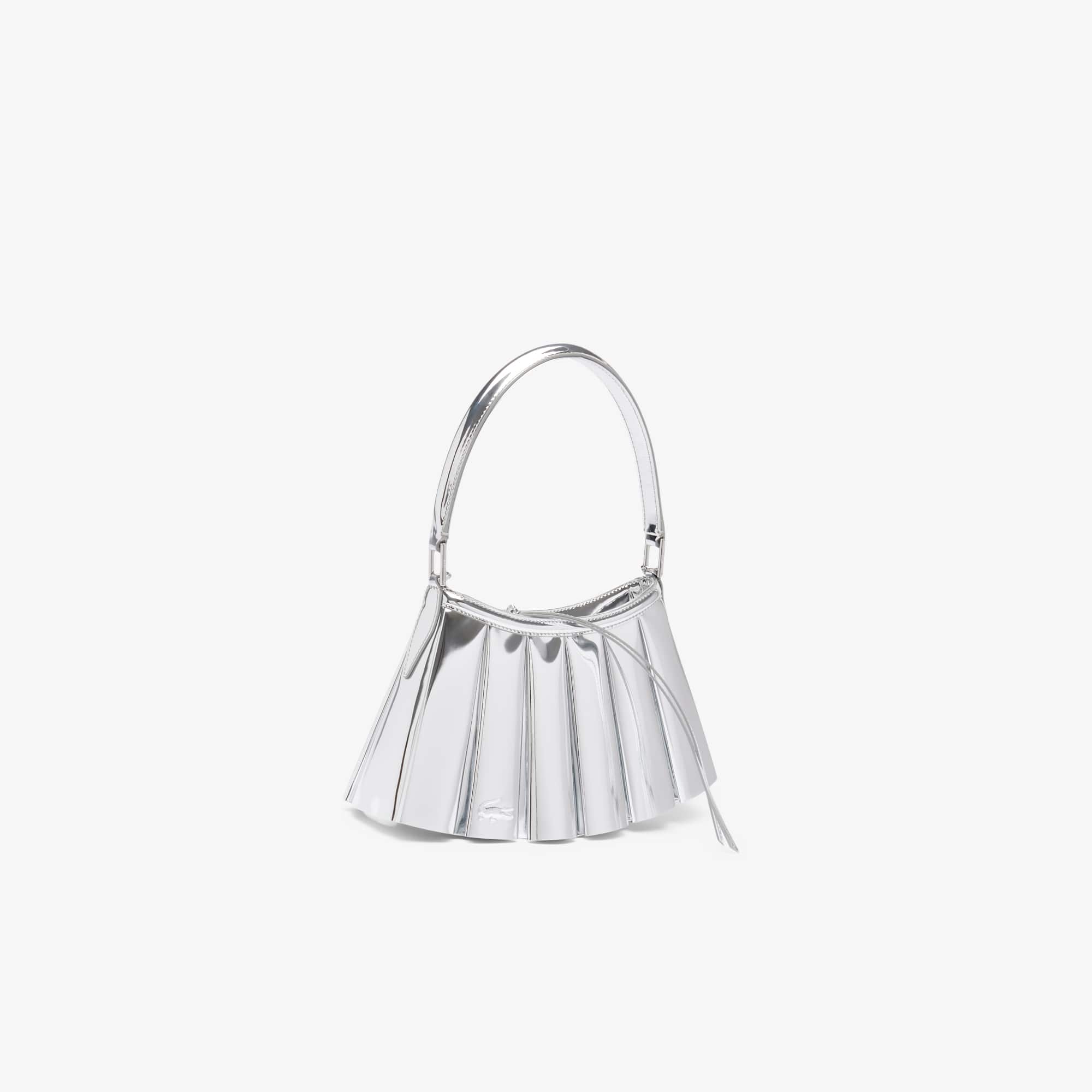 Thumbnail - Lacoste Kleine Tasche Lenglen Runway aus spiegelndem Leder - SILVER MIRROR Size One Size