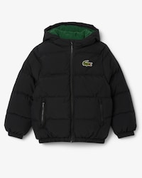 Puffer-Jacke mit Kapuze und gesticktem Krokodil